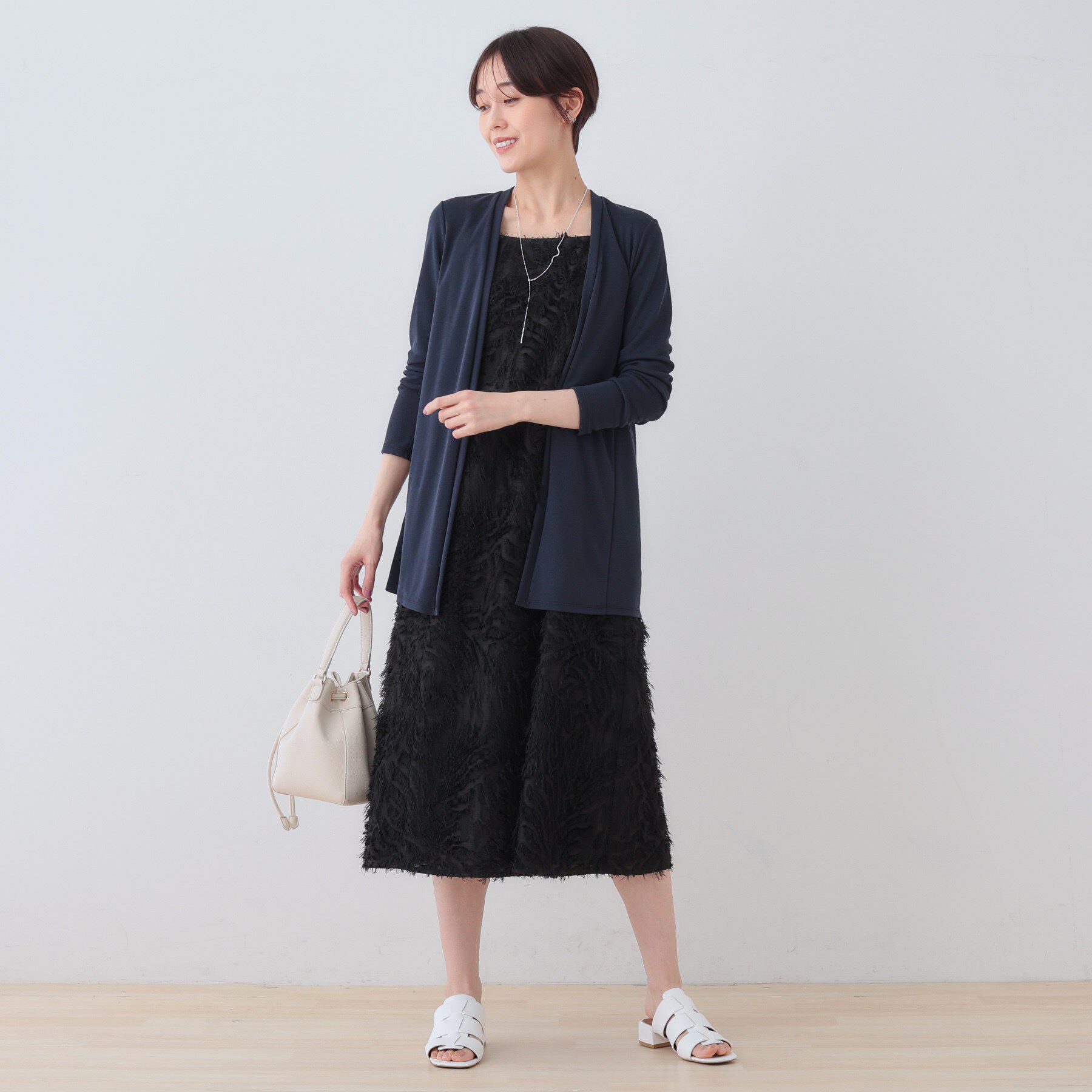 INDIVI「【洗える】着流しジャージカーディガン」|カーディガン|