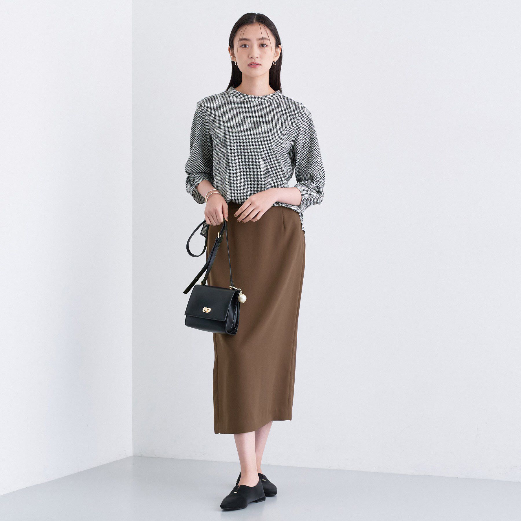 INDIVI「【洗える／UVケア／吸汗速乾】ジョーゼットナロースカート」|スカート|