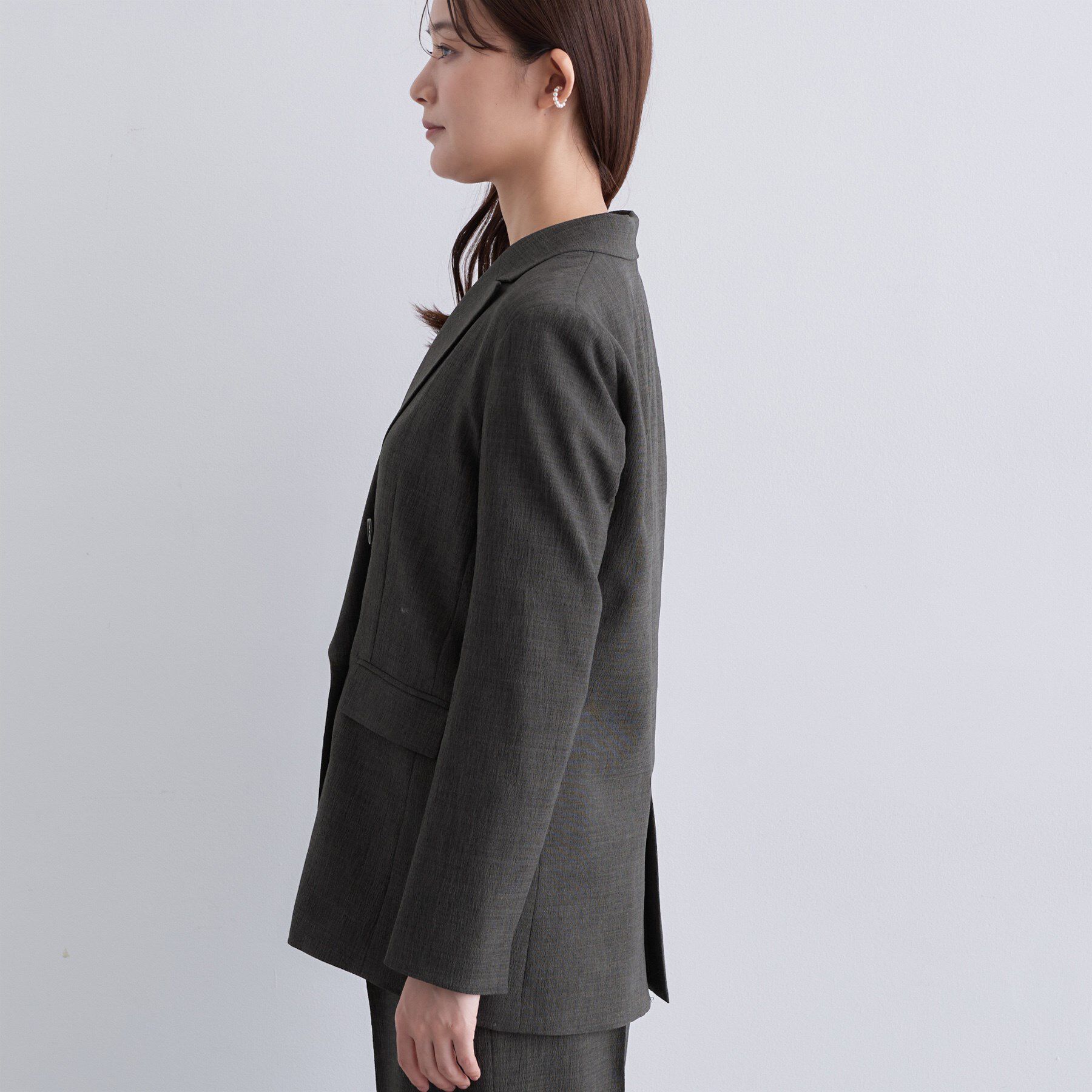 INDIVI「【洗える／セットアップ可能】凹凸ストレッチ素材ダブルジャケット」|テーラードジャケット|