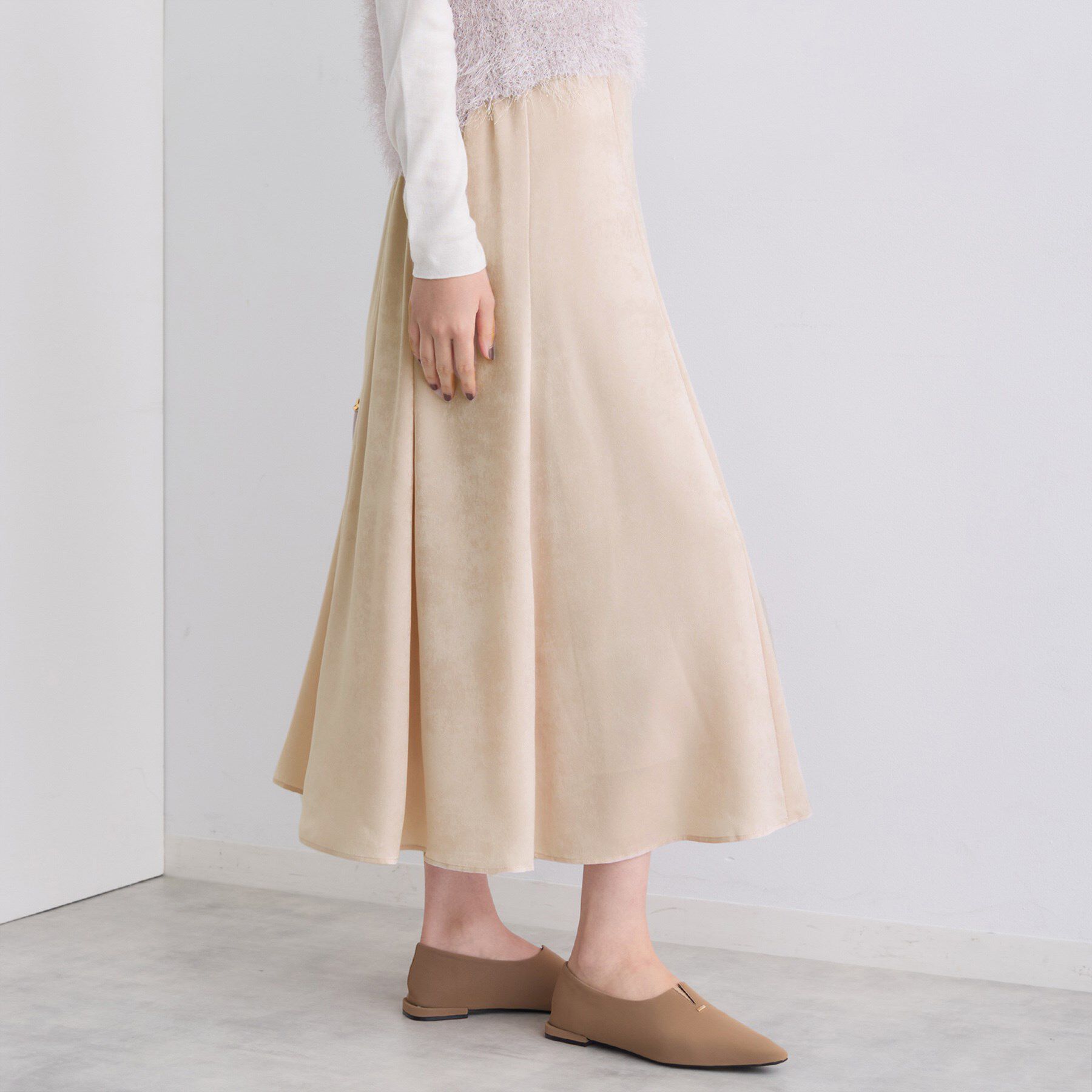 INDIVI「【UVケア／セットアップ可能】スエード調サテンスカート」|スカート|
