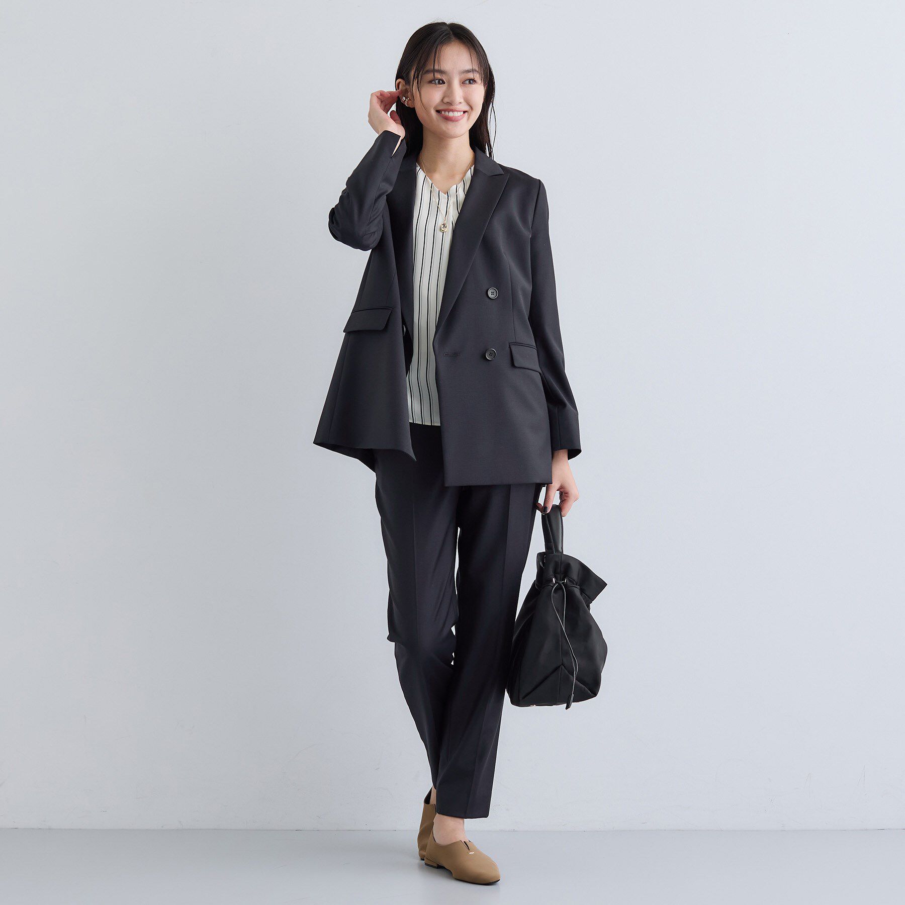 INDIVI「【日本製／スーツ／通勤】シルクウールストレッチ テーパードパンツ」|その他|