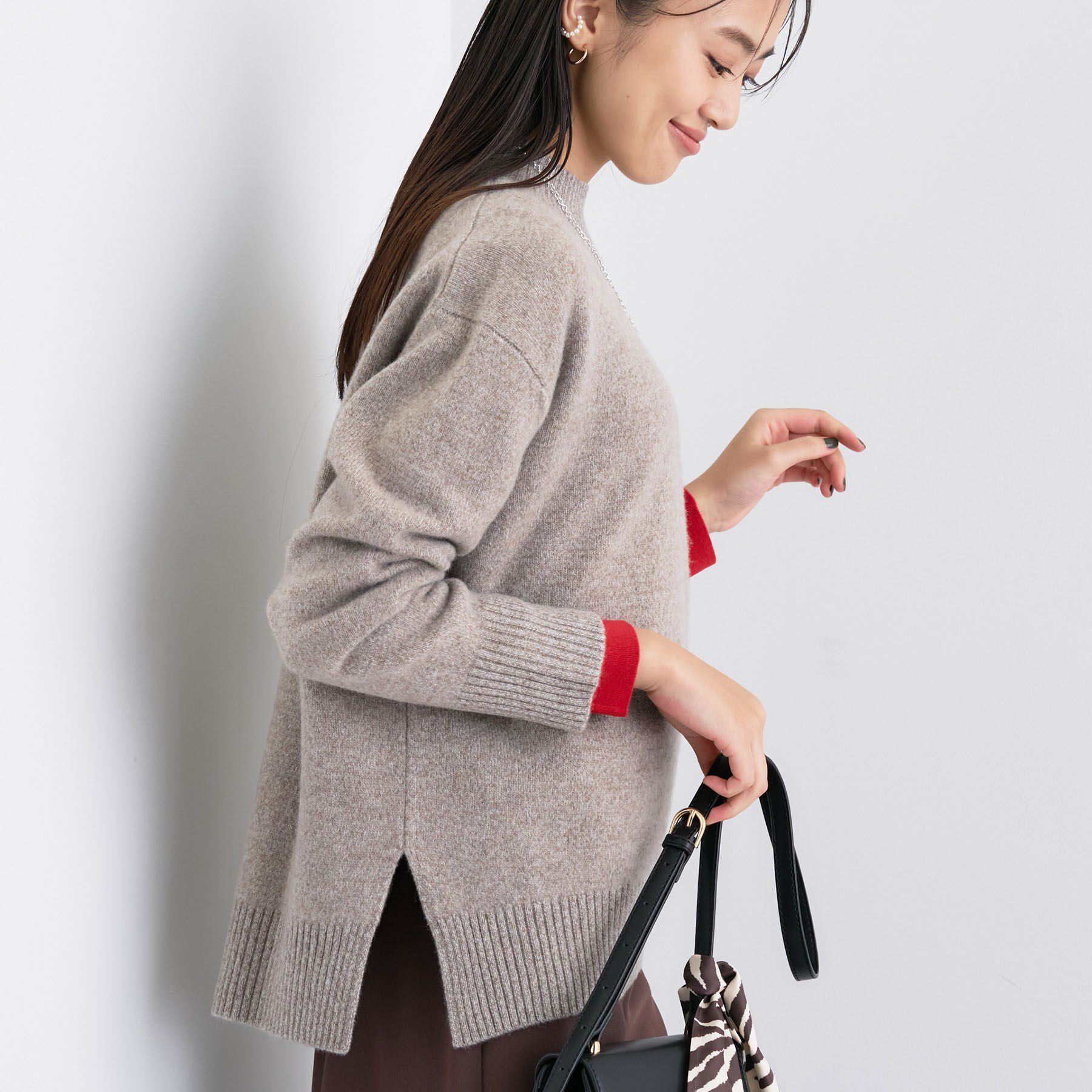 INDIVI「【冬ニット人気NO．1！／カシミヤ混】ミドルゲージハイネックニット」|ニット・セーター|