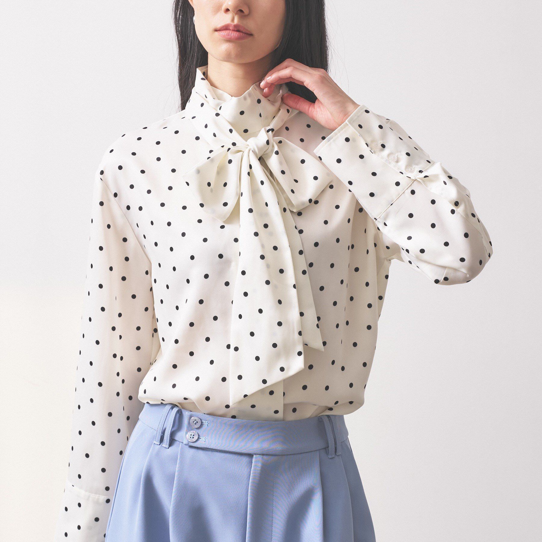 GALLEST「【オケージョン/セレモニー】サテンドットボウタイブラウス」|シャツ・ブラウス|