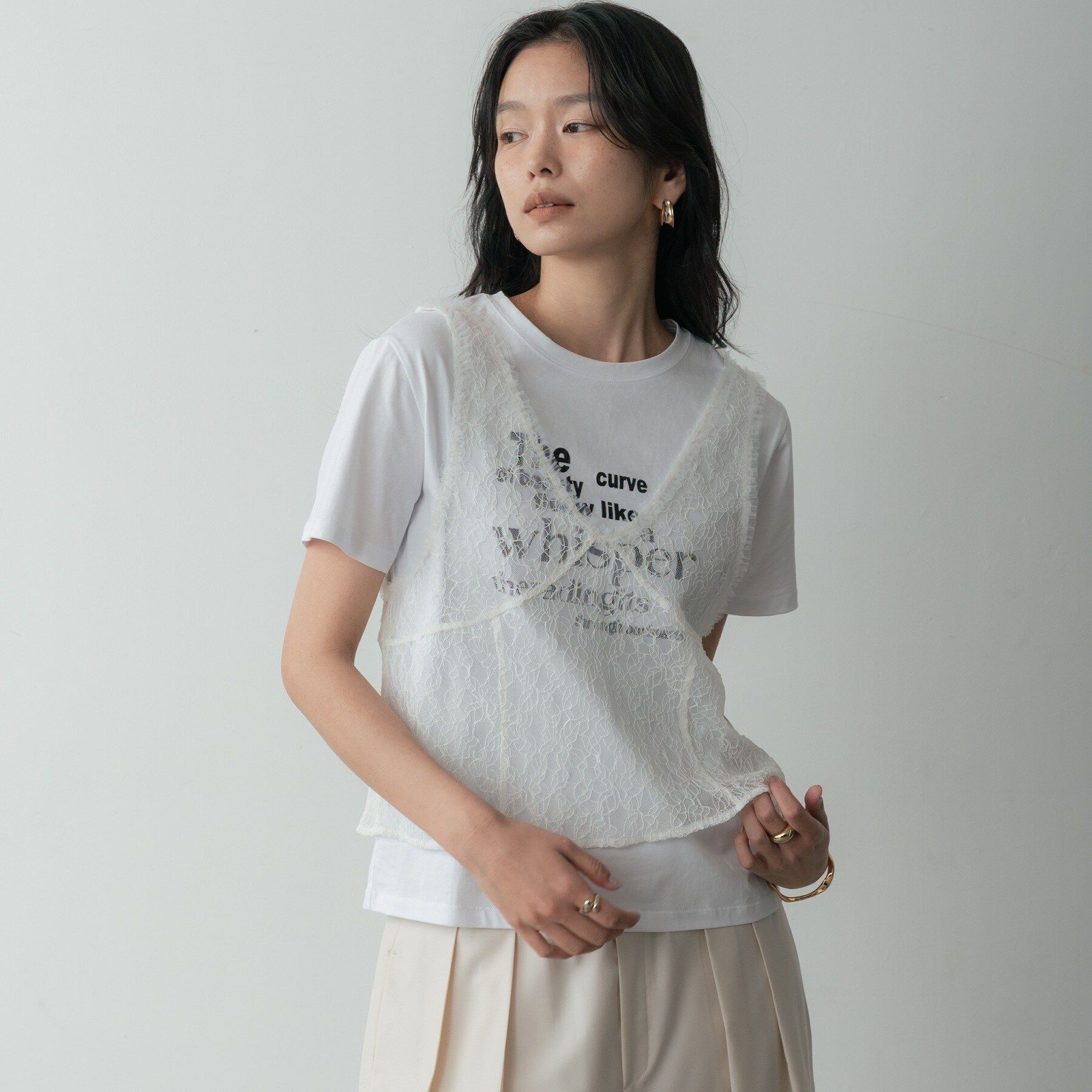 GALLEST「メッセージプリントクルーネックTシャツ」|Tシャツ・カットソー|ホワイト(001)