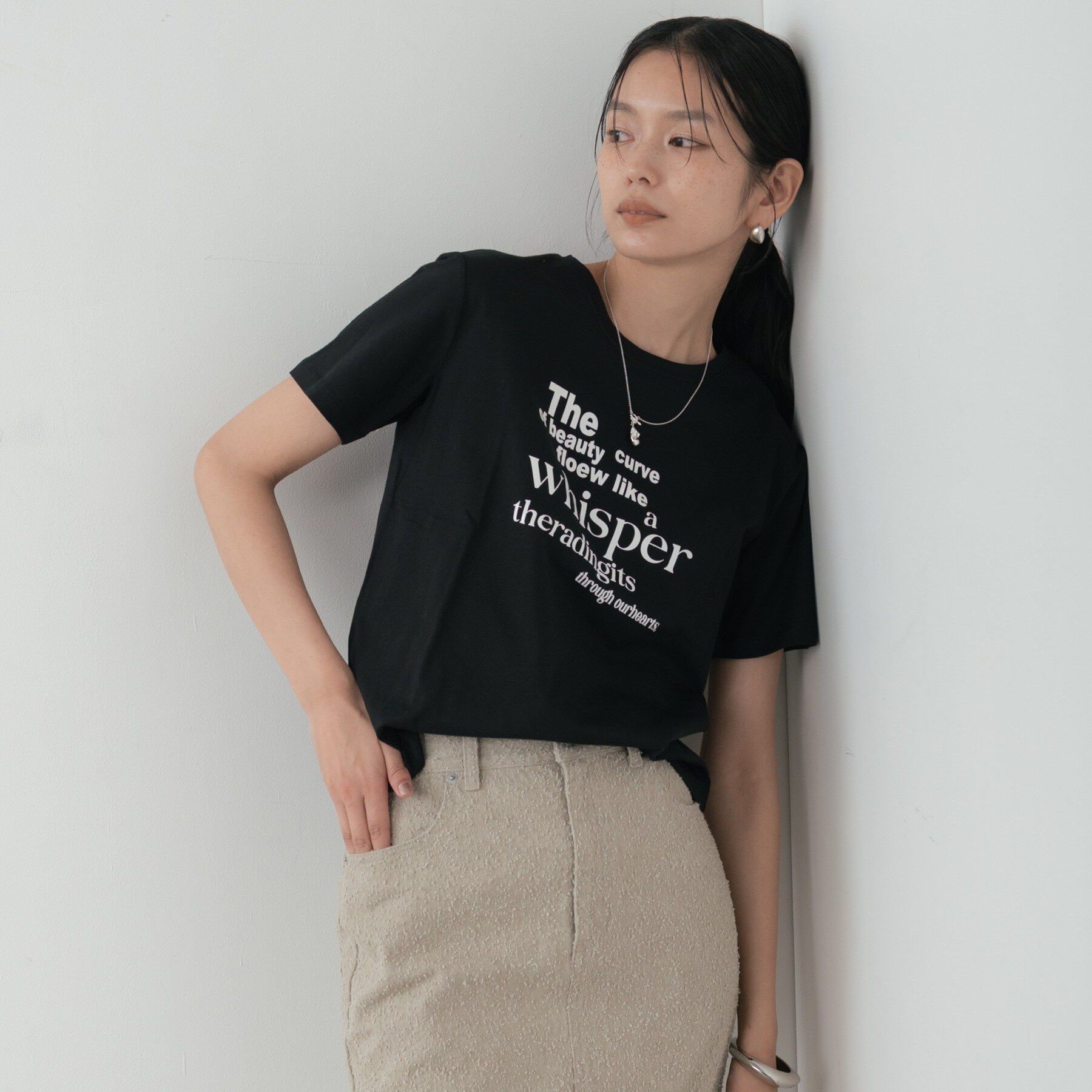 GALLEST「メッセージプリントクルーネックTシャツ」|Tシャツ・カットソー|ブラック(019)