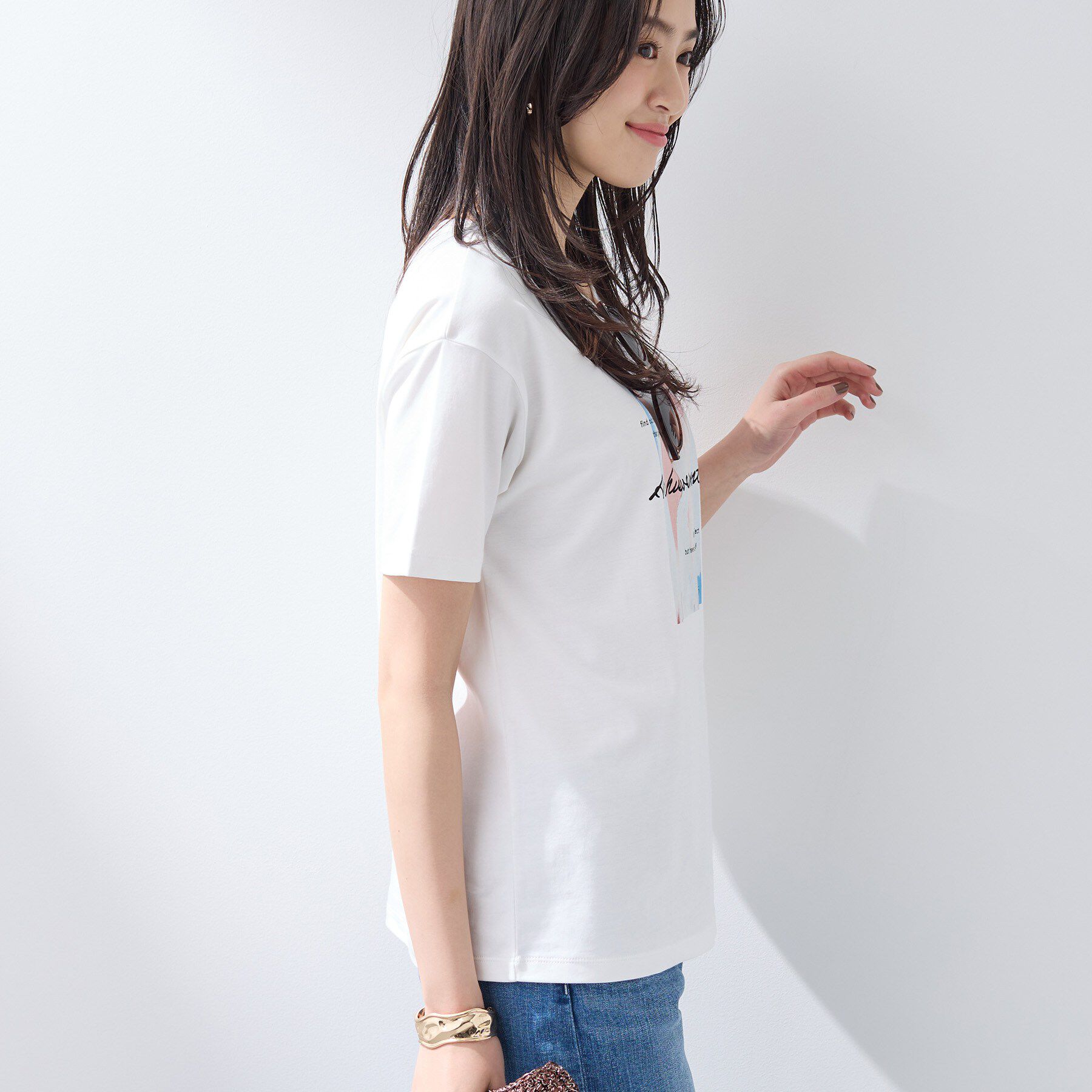 INDIVI「【UVケア／選べるグラフィック】スムースジャージTシャツ」|Tシャツ・カットソー|