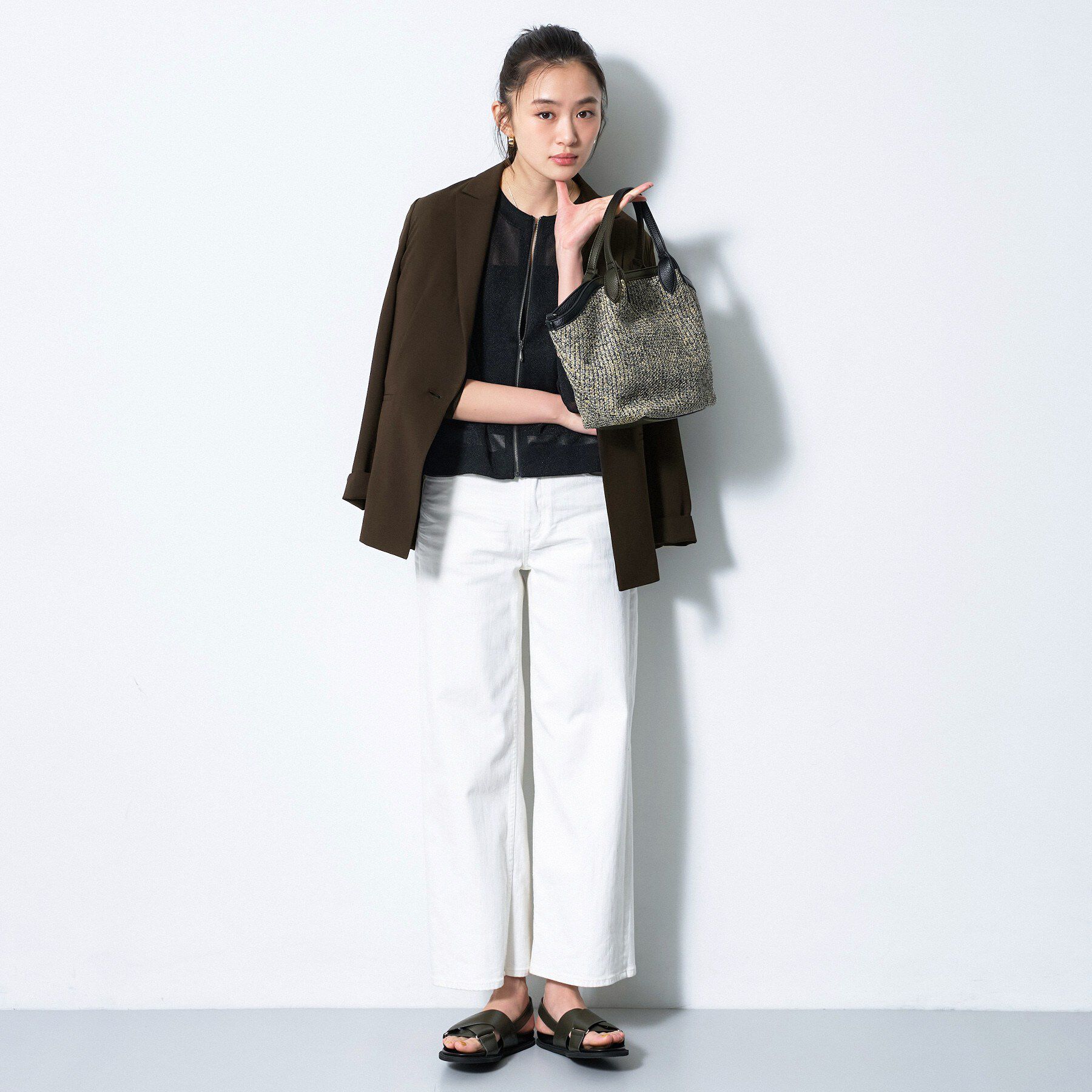 INDIVI「【洗える／UVケア／麻調】シングルジャケット」|テーラードジャケット|