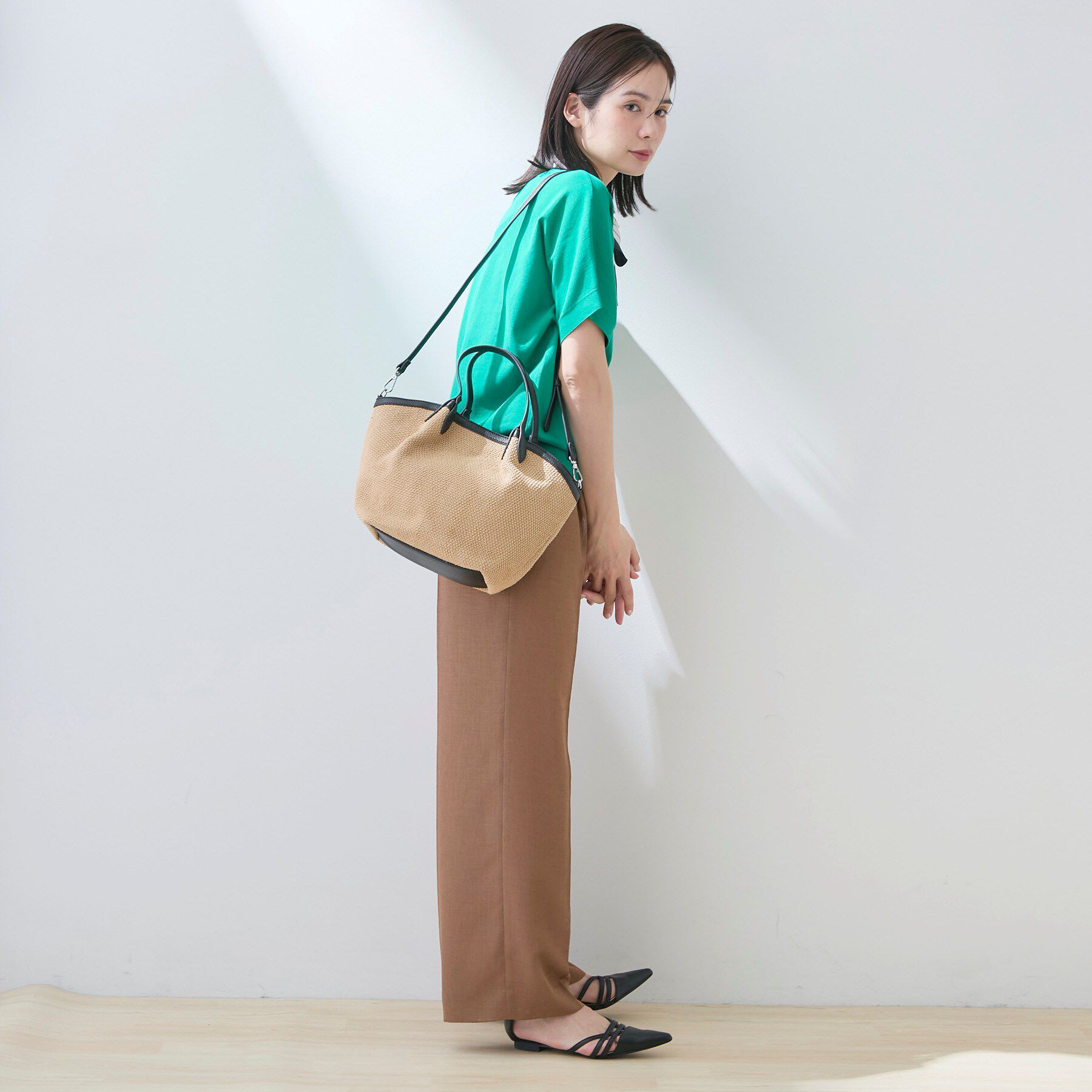 INDIVI「【2WAY】ペーパーミドルバッグ」|トートバッグ|