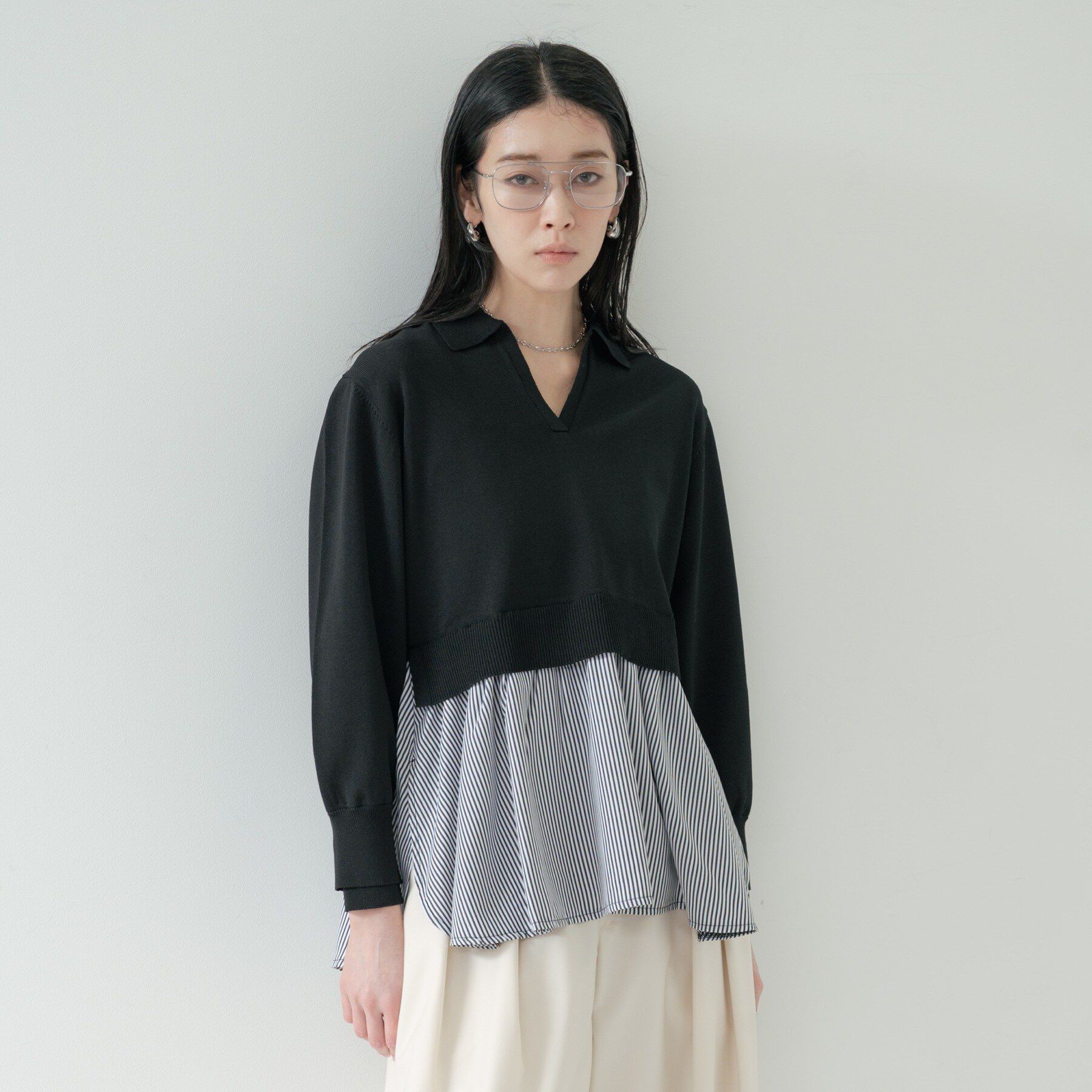 GALLEST「ペプラムドッキングニット」|ニット・セーター|ブラック(019)