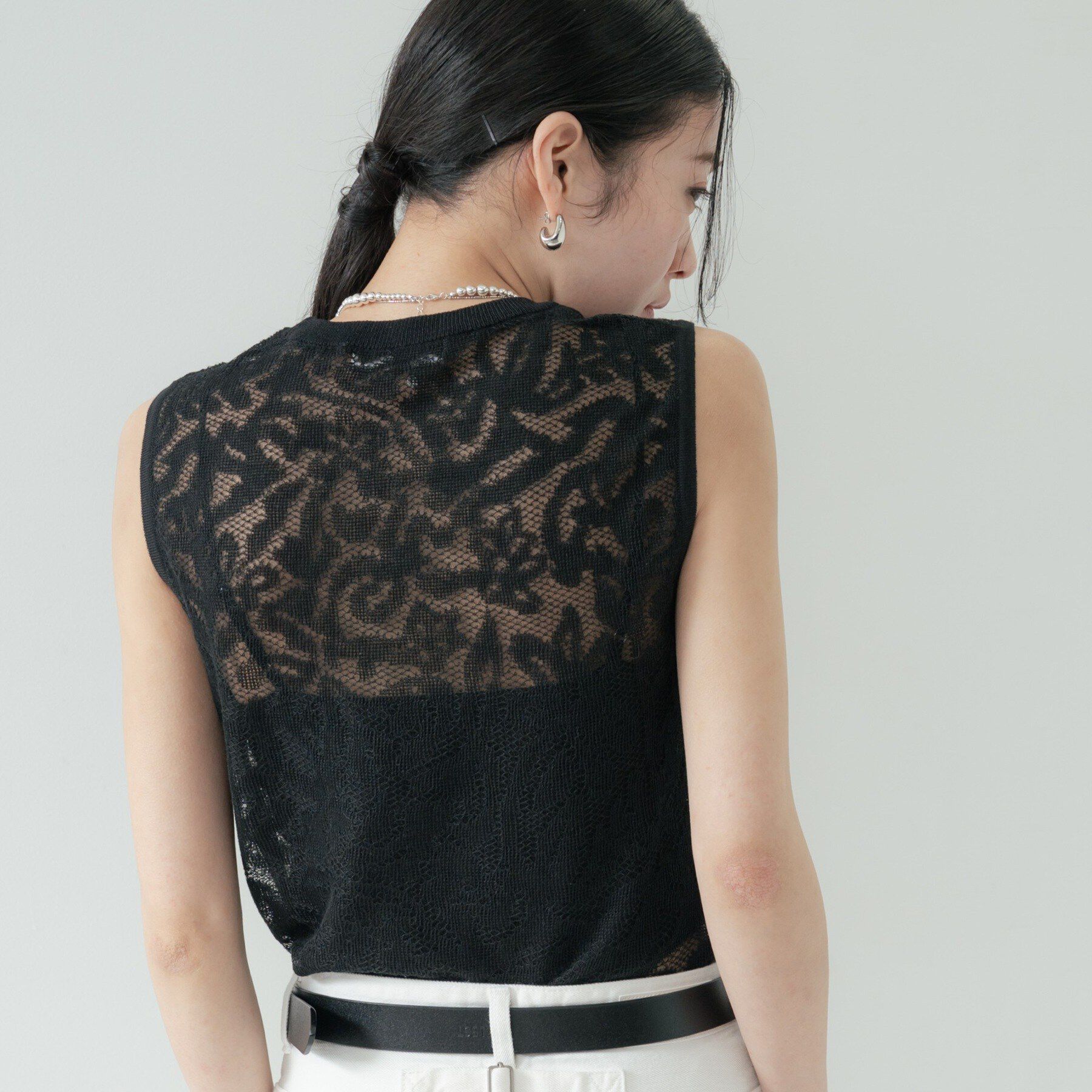 GALLEST「スリーブレスレースニット」|ニット・セーター|