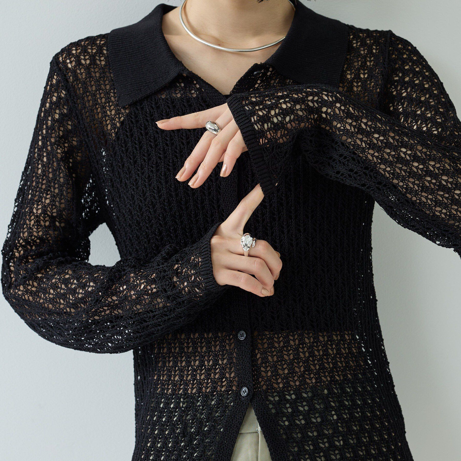 GALLEST「リネンライククロシェポロニット」|ニット・セーター|