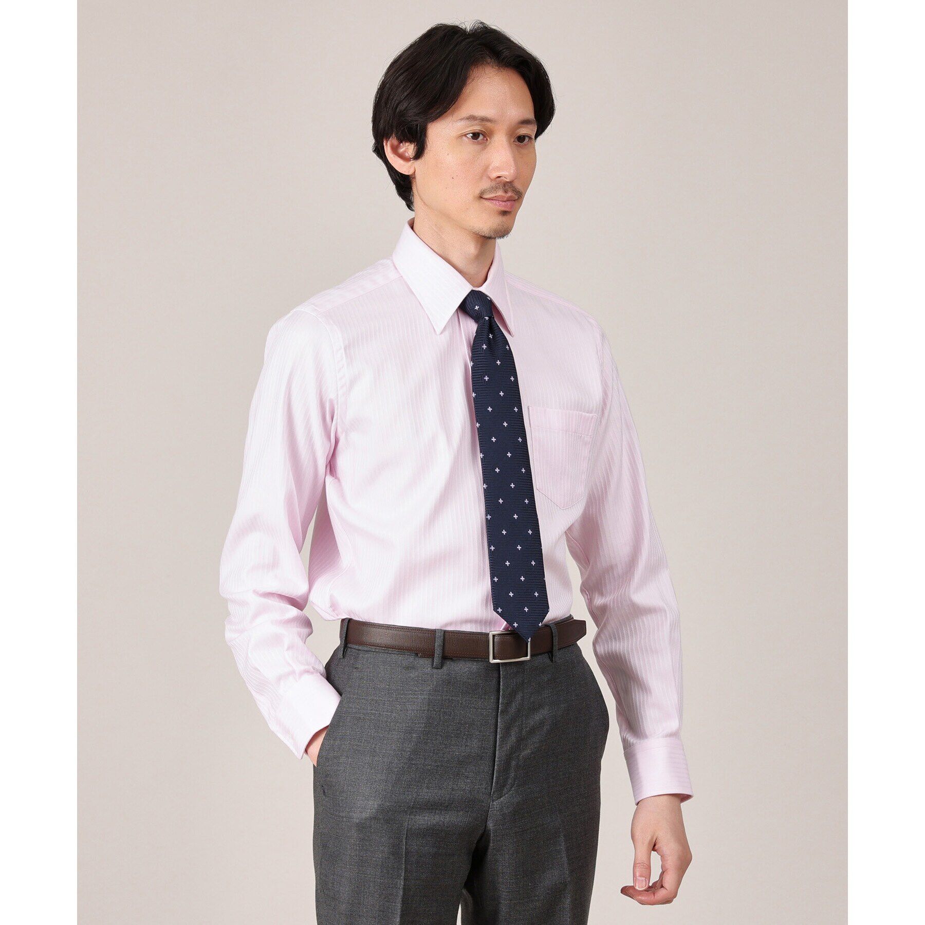 TAKEO KIKUCHI「【Made in JAPAN】ドビーストライプ ドレス シャツ」|シャツ・ブラウス|ベビーピンク(071