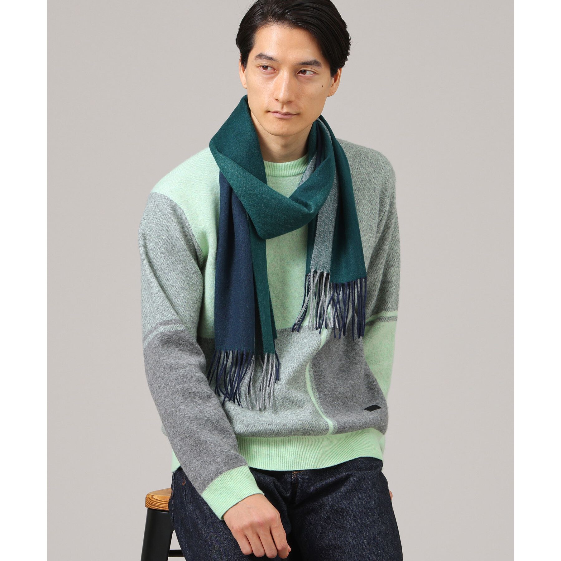 TAKEO KIKUCHI「【カシミヤ100%】パネル カシミヤマフラー」|ストール|