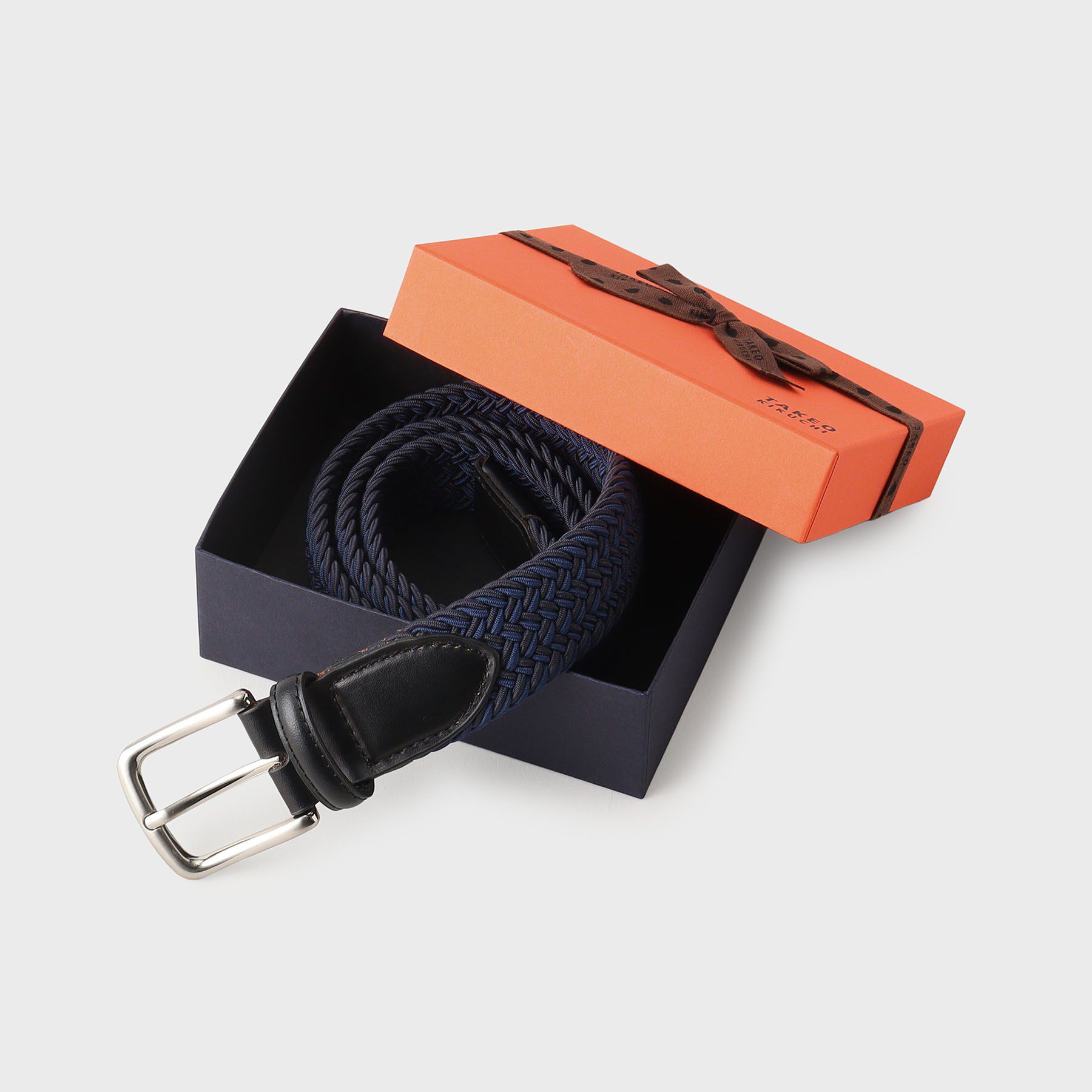 TAKEO KIKUCHI「【GIFT】ヘリンボンシャドーゴムメッシュベルト」|ベルト|ネイビー(593)