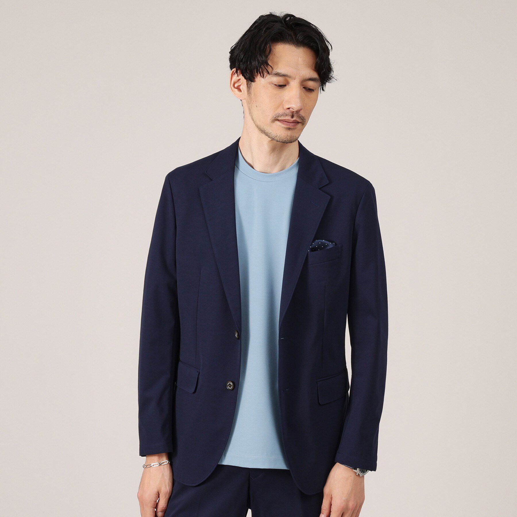 TAKEO KIKUCHI「【360&deg;ストレッチ／セットアップ対応】None Of Stress シャドーピンストライプ ジャケ」|テーラードジャケット|ネイビー(094)