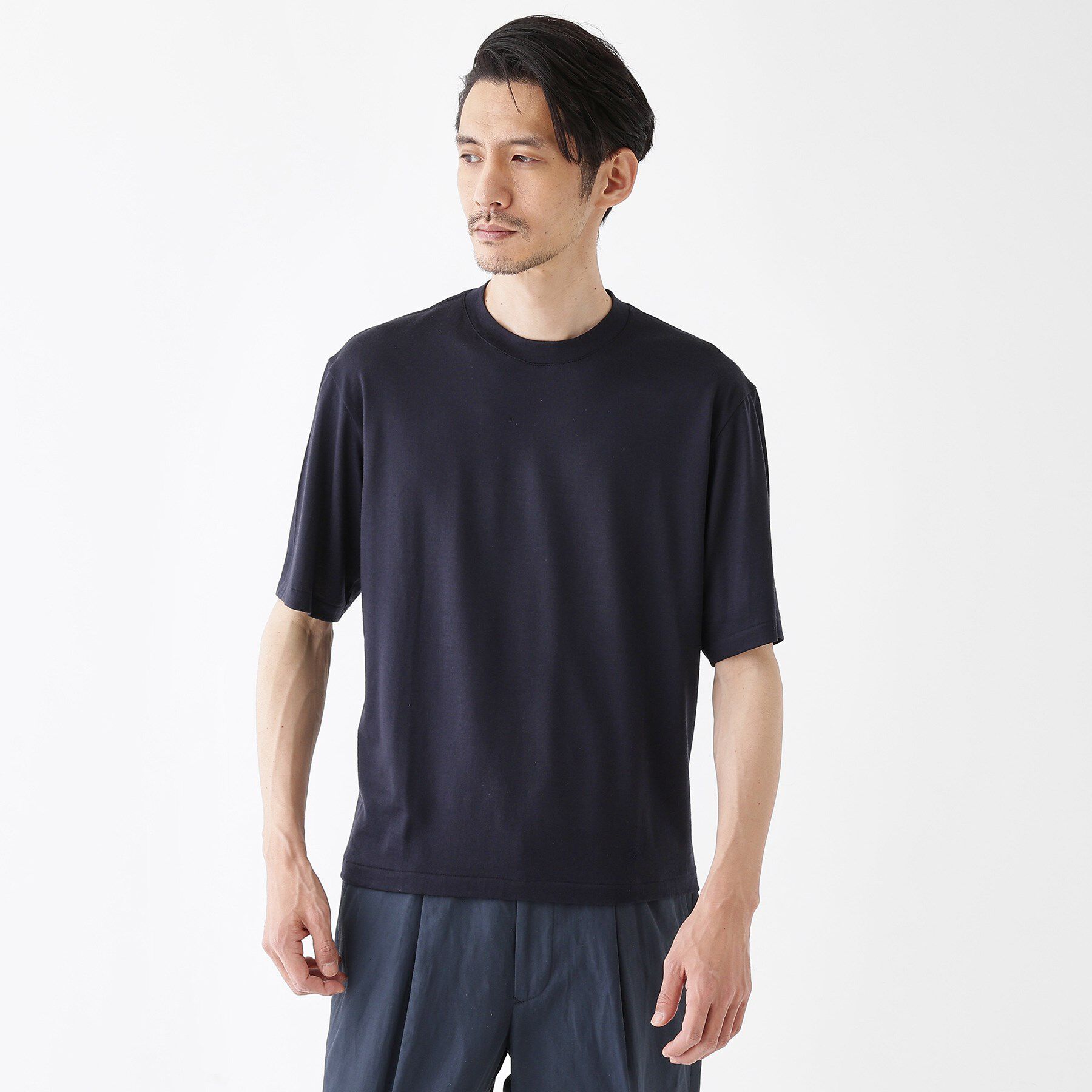 TAKEO KIKUCHI「【THE FLAGSHIP】メリノウール天竺Tシャツ」|Tシャツ・カットソー|ネイビー(094)