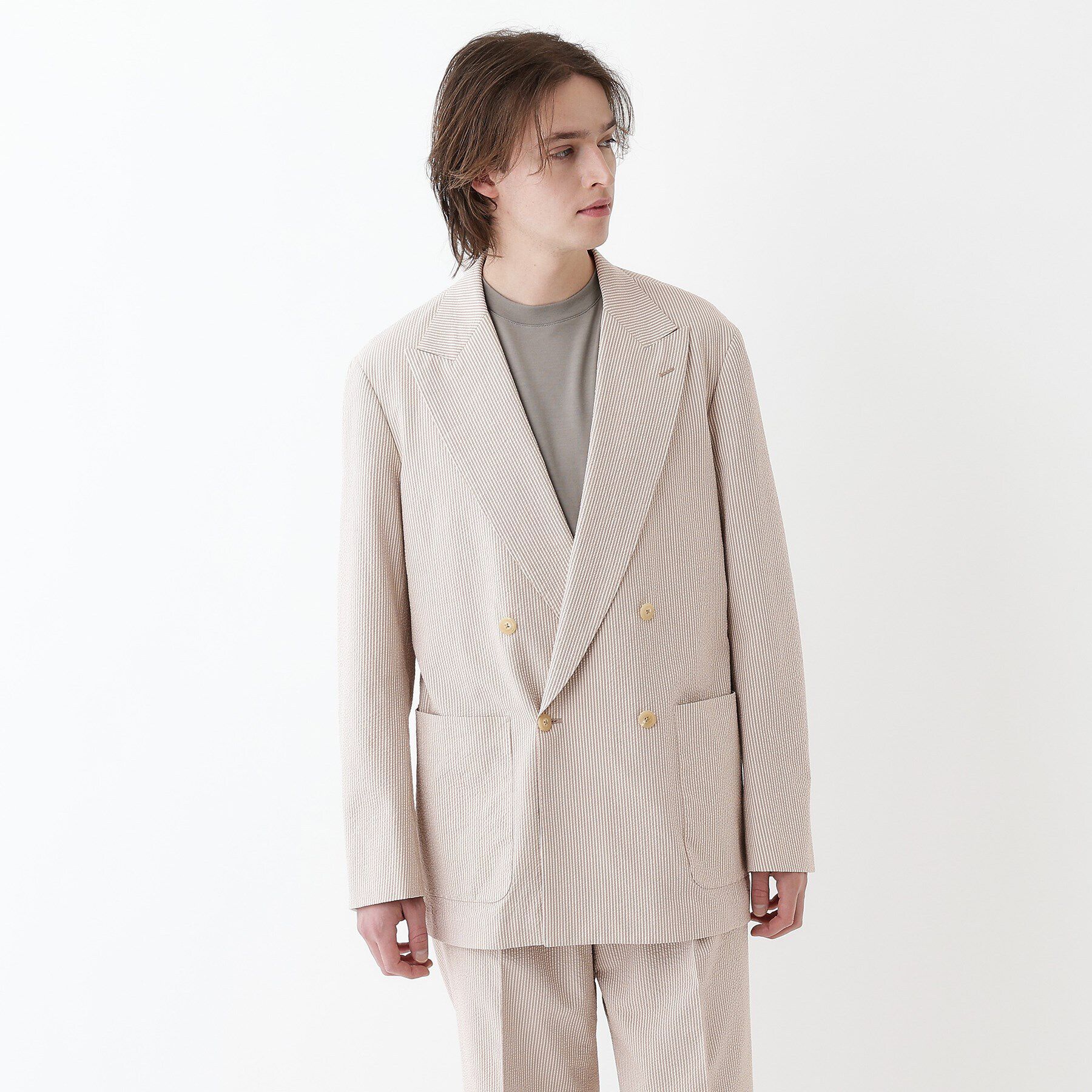 TAKEO KIKUCHI「【THE FLAGSHIP】サッカー2wayストレッチ ジャケット」|テーラードジャケット|ベージュ(352)