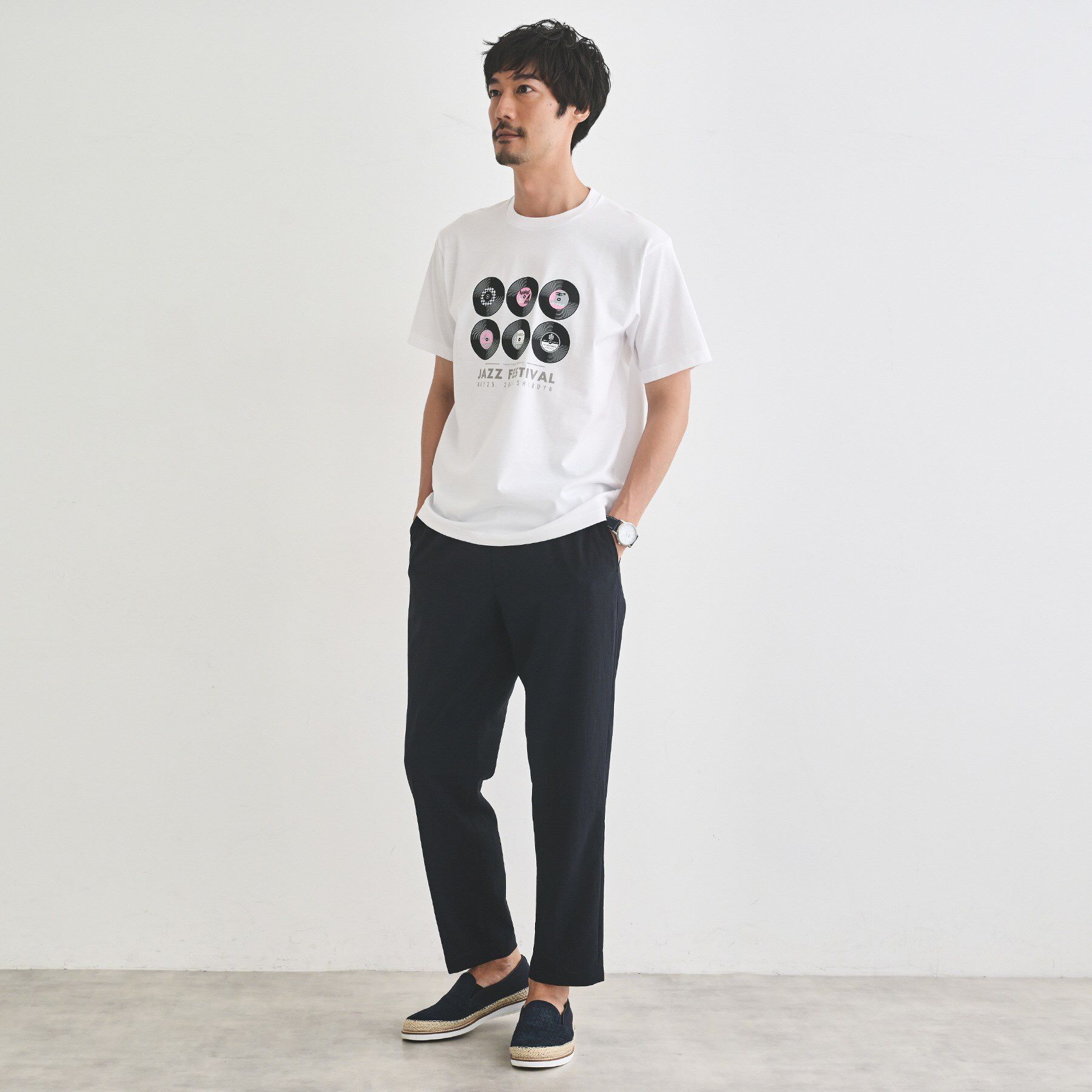 TAKEO KIKUCHI「レコードプリント 天竺 Tシャツ」|Tシャツ・カットソー|