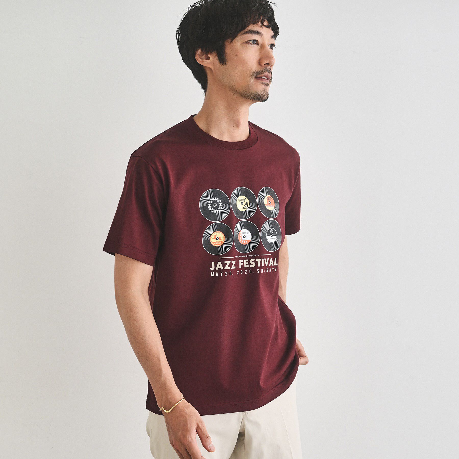 TAKEO KIKUCHI「レコードプリント 天竺 Tシャツ」|Tシャツ・カットソー|