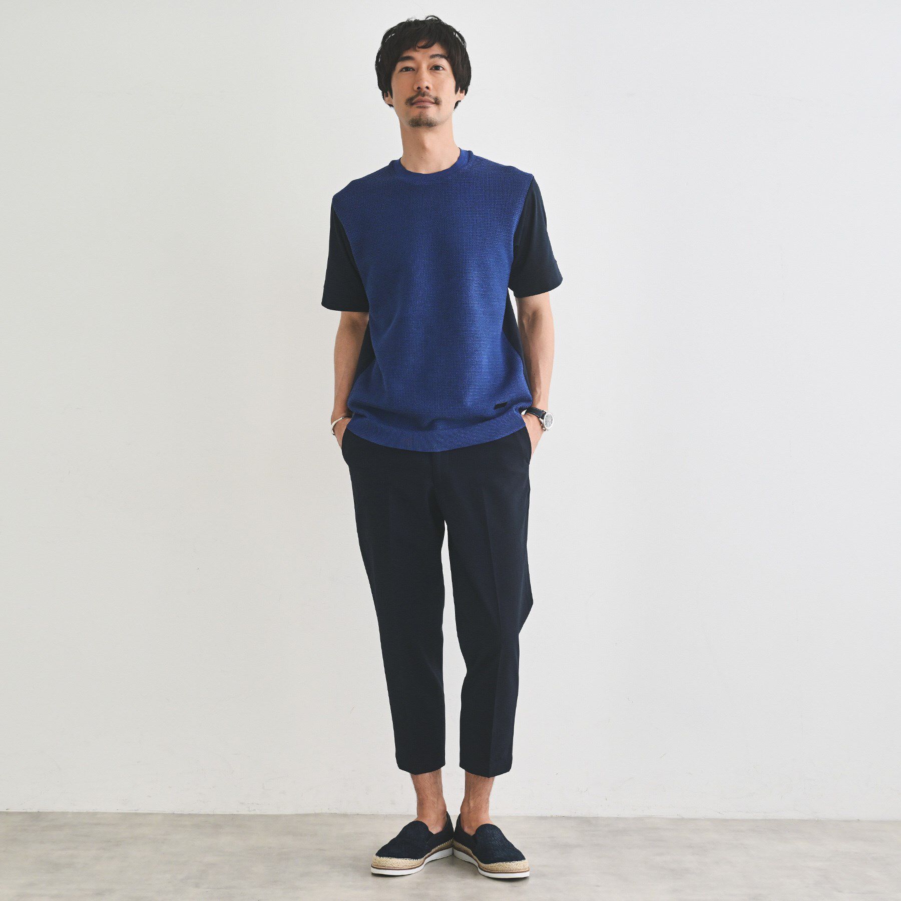 TAKEO KIKUCHI「テクスチャーニット コンビ カットソー」|Tシャツ・カットソー|