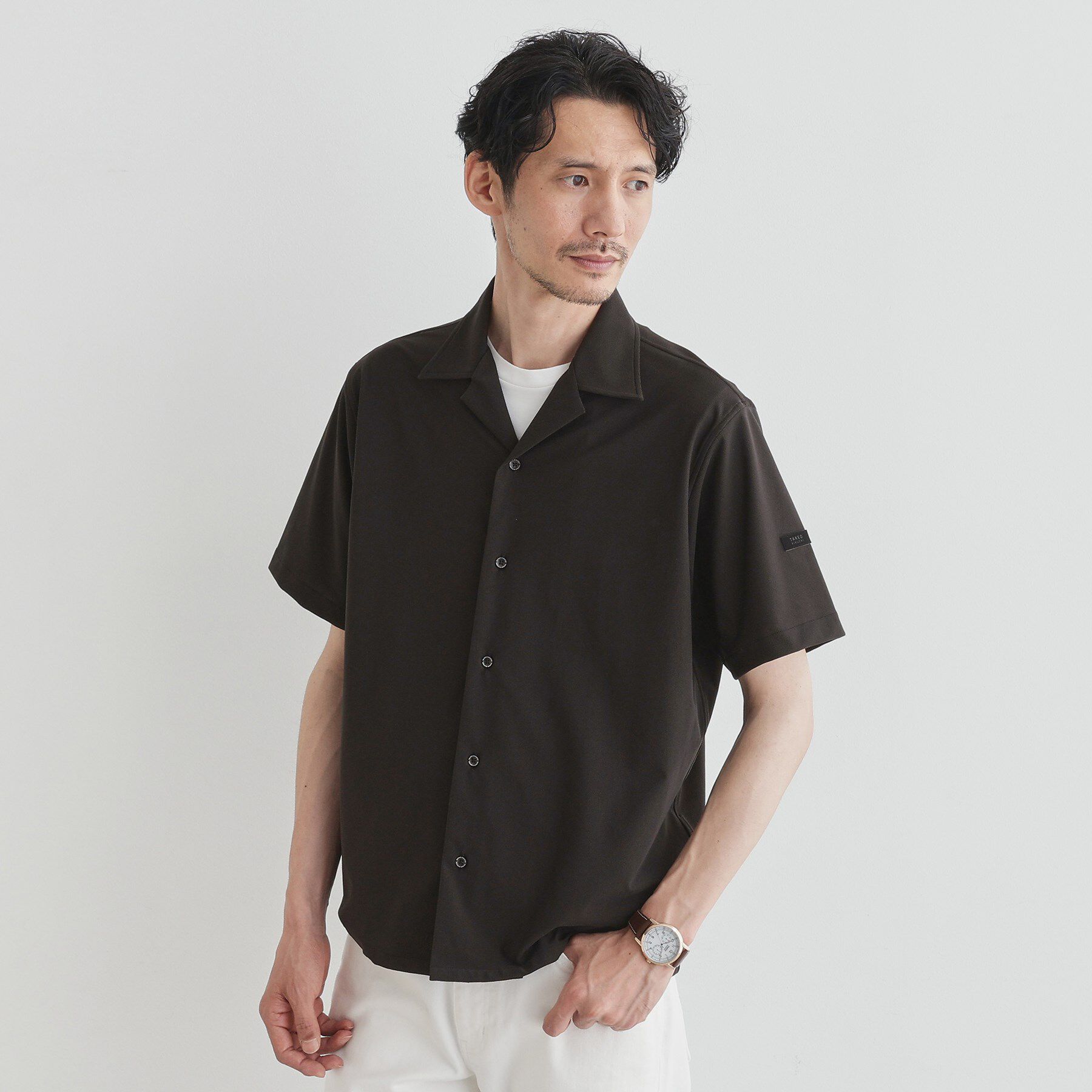 TAKEO KIKUCHI「【COOL CITY WEAR】エアートール オープンカラーシャツ /接触冷感・通気性」|シャツ・ブラウス|ブラウン(044)