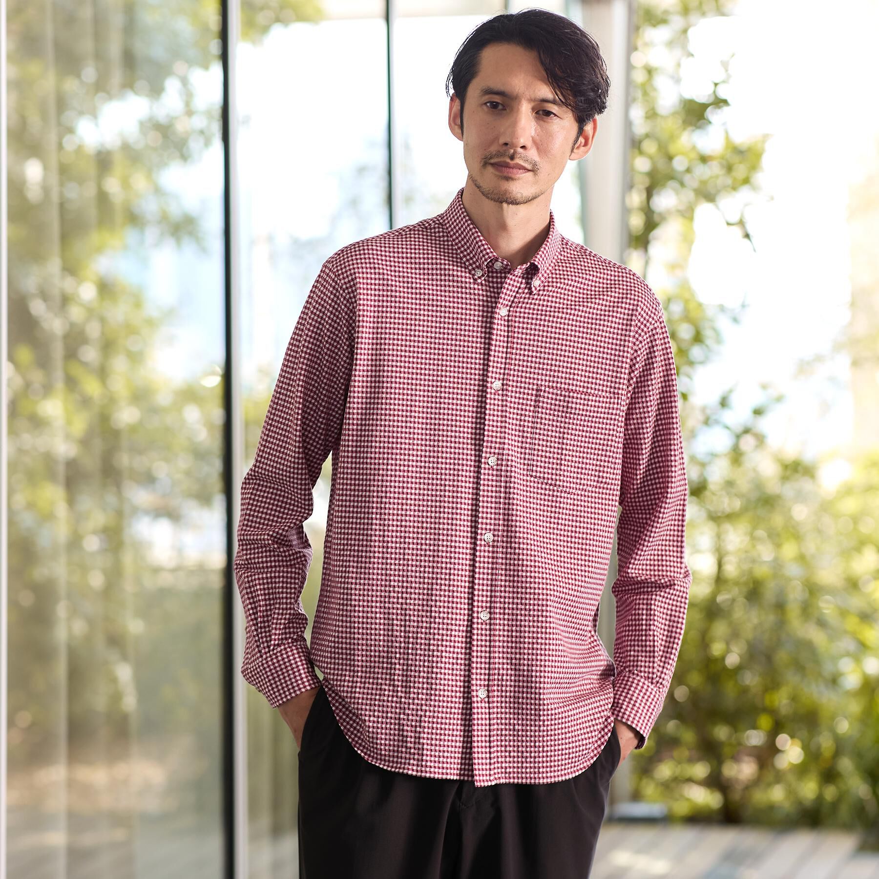 TAKEO KIKUCHI「シアサッカーギンガムチェック ストレッチシャツ」|シャツ・ブラウス|