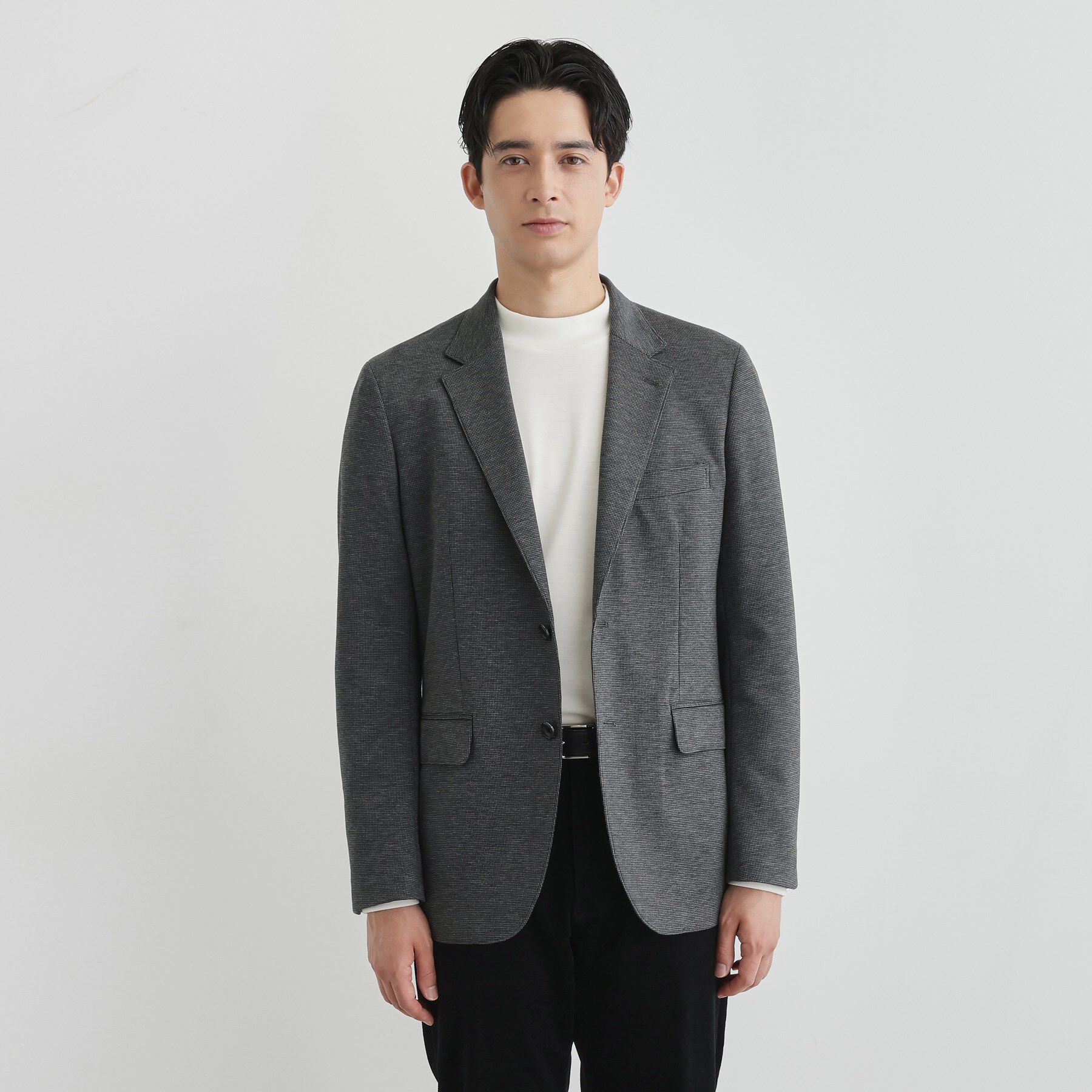 TAKEO KIKUCHI「【None Of Stress】アクティブジャージ 千鳥 ジャケット」|テーラードジャケット|ブラック(419)