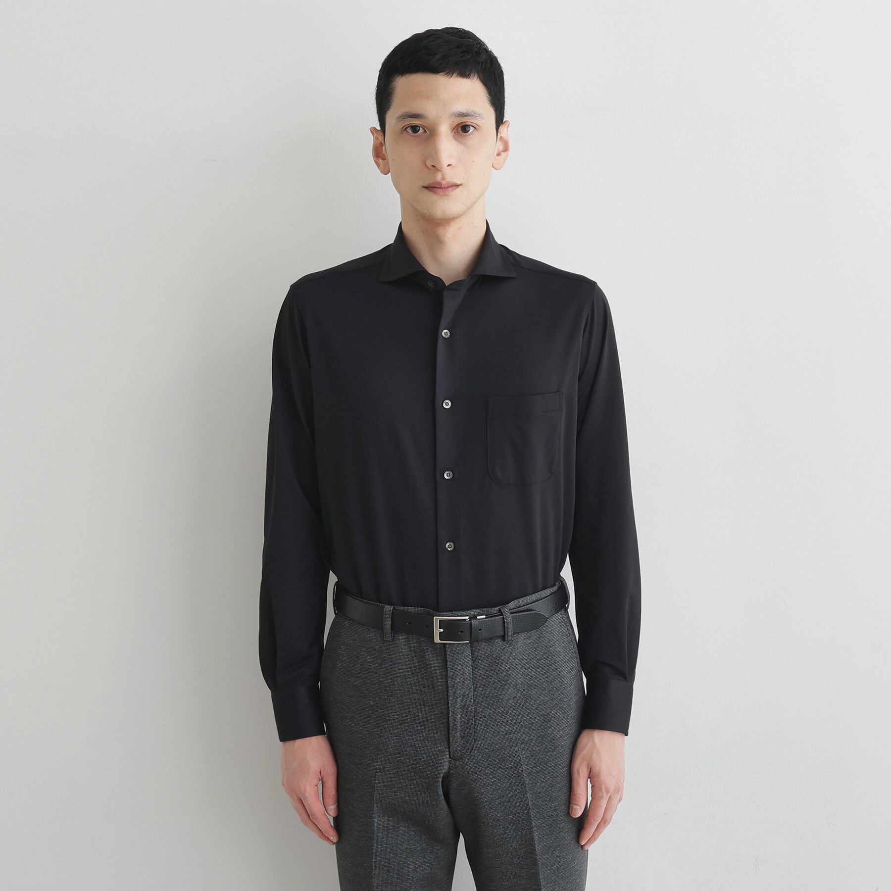 TAKEO KIKUCHI「クールマックス コンパクトジャージ シャツ」|シャツ・ブラウス|ブラック(019)