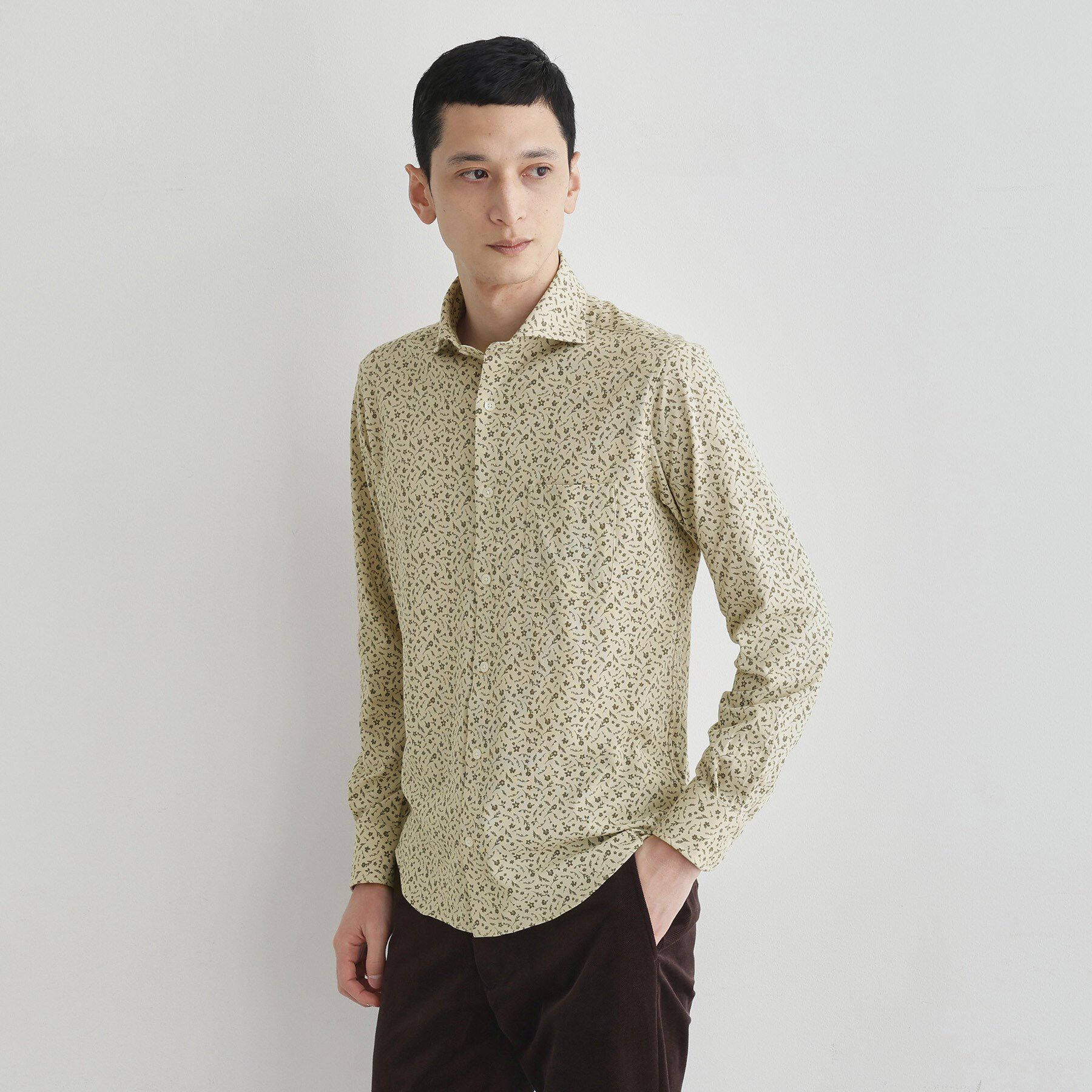 TAKEO KIKUCHI「クールマックス 鹿の子 フラワープリントシャツ」|シャツ・ブラウス|