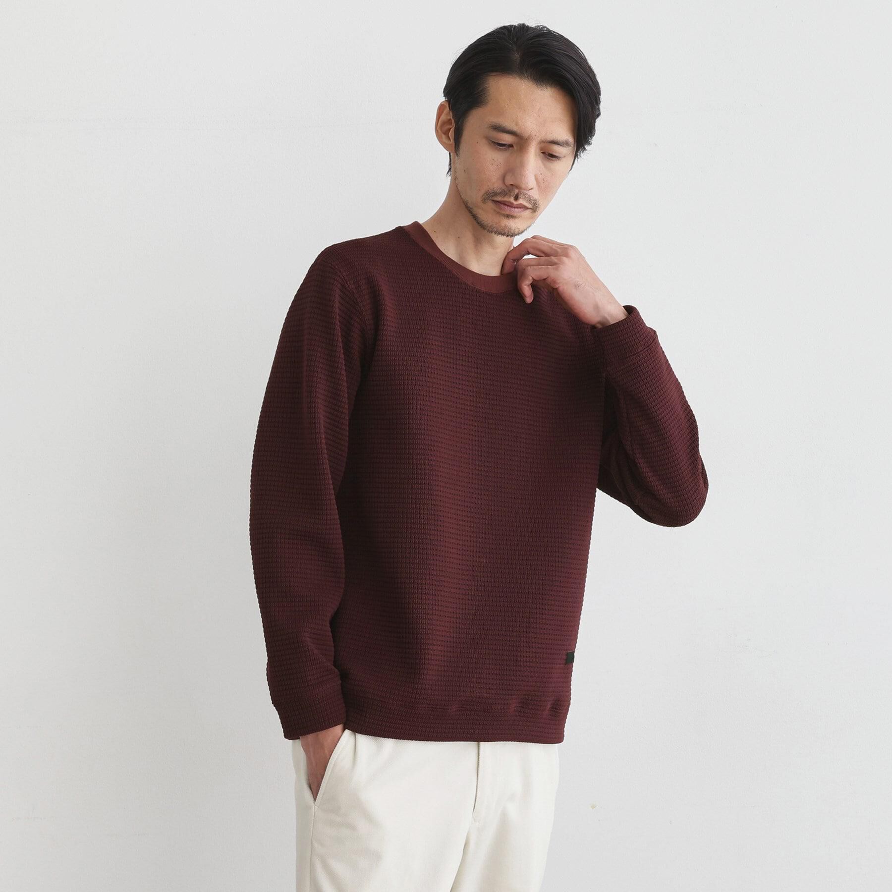 TAKEO KIKUCHI「ニットライク プルオーバー」|Tシャツ・カットソー|ボルドー(064)