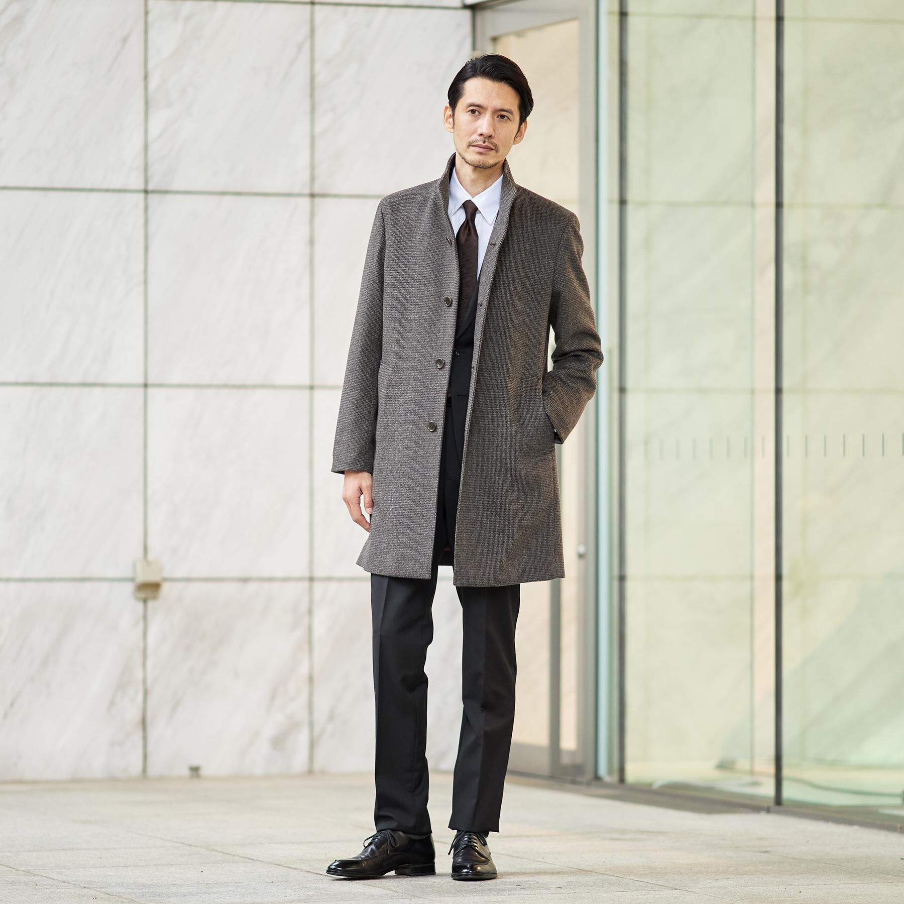 TAKEO KIKUCHI「カシミヤブレンド ビーバー調ピンヘッドスタンドカラーコート」|その他|