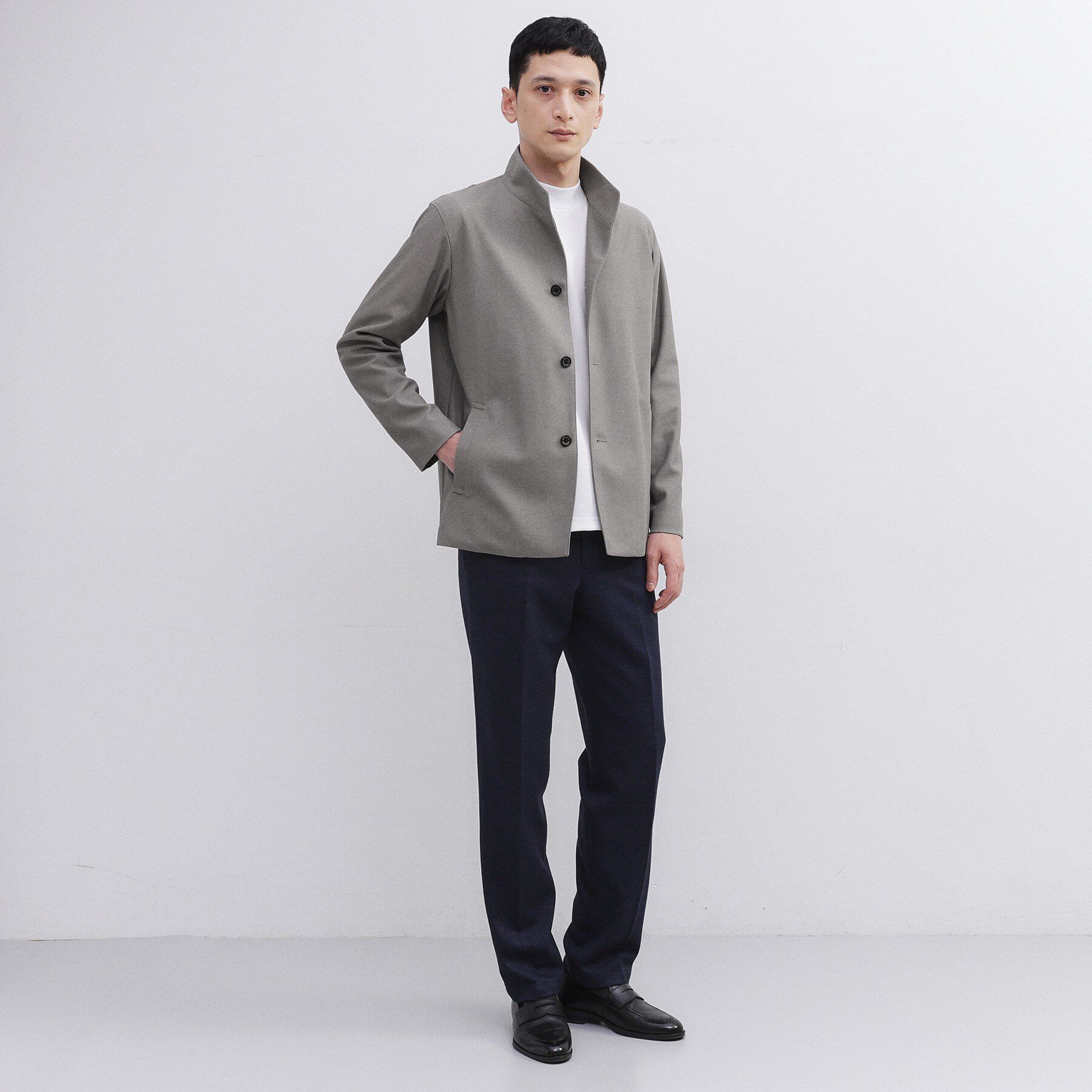 TAKEO KIKUCHI「ツイルジャージー イタリアンカラージャケット」|ブルゾン・スタジャン|