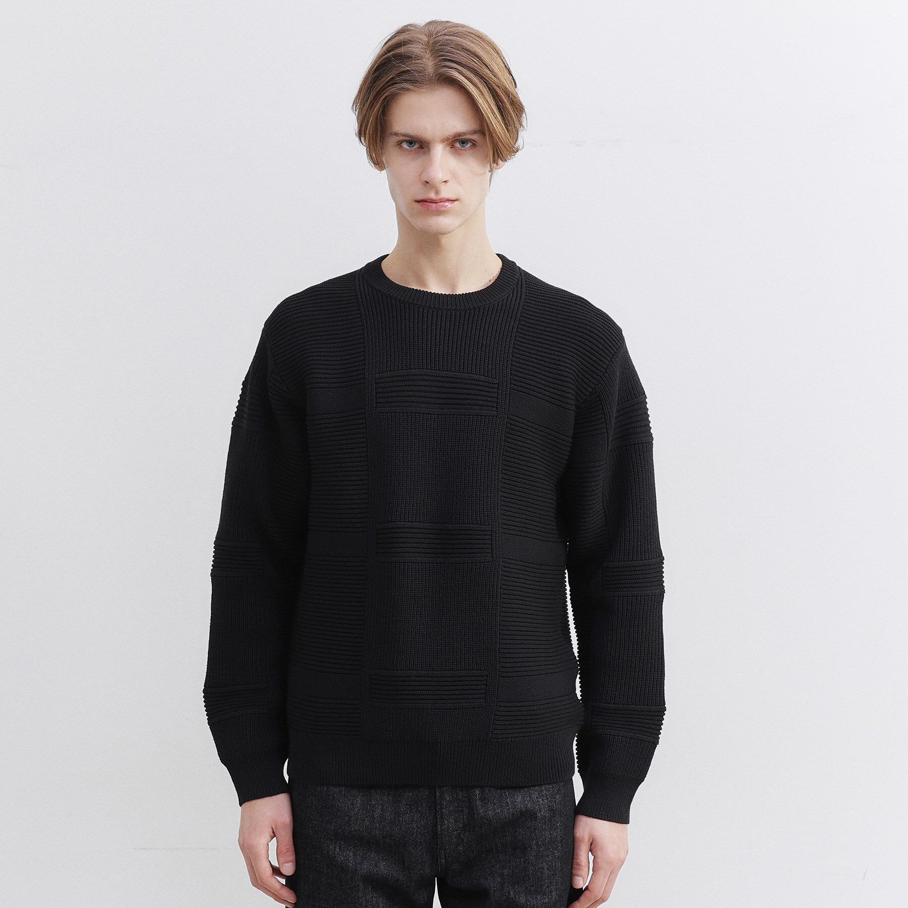 TAKEO KIKUCHI「畦編みチェック プルオーバーニット」|ニット・セーター|