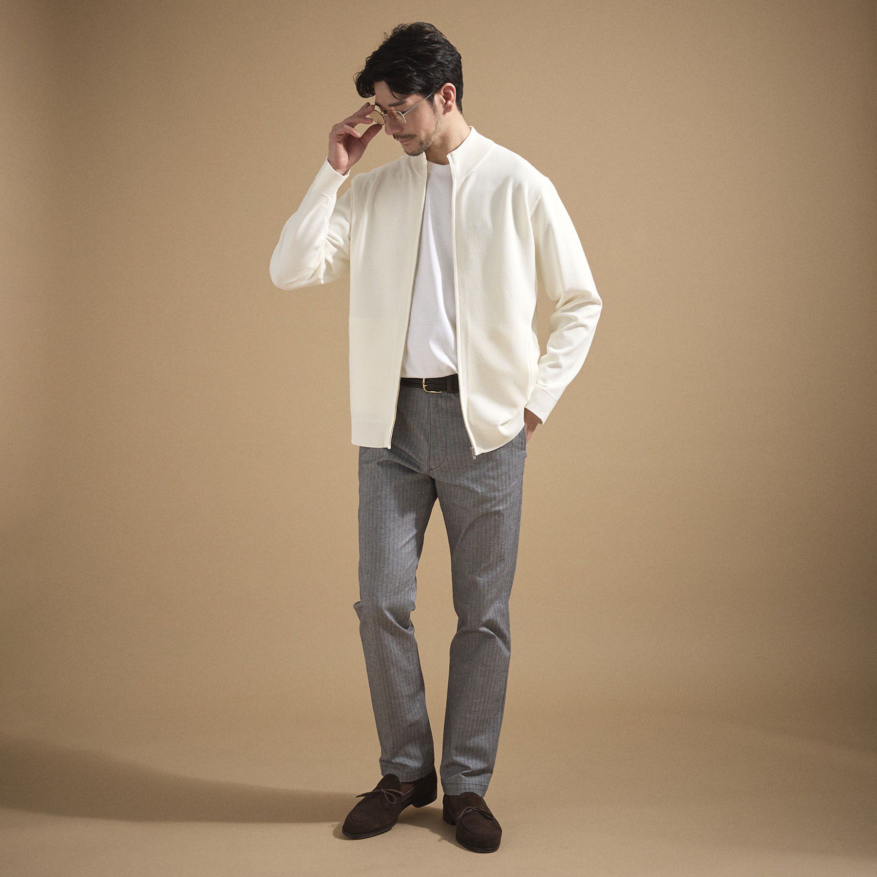 TAKEO KIKUCHI「ジップアップ 鹿の子 ニット」|ニット・セーター|