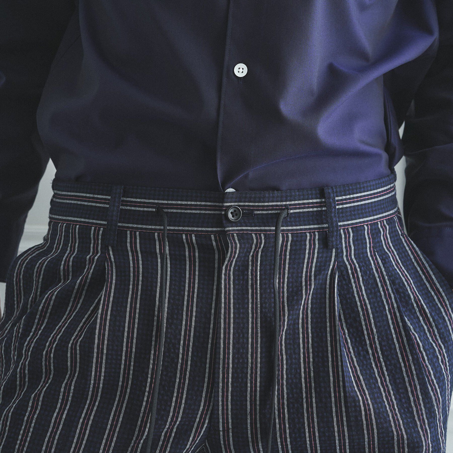 TAKEO KIKUCHI「【BOWLER HAT LABEL】サッカーストライプ イージーワイドパンツ」|その他|