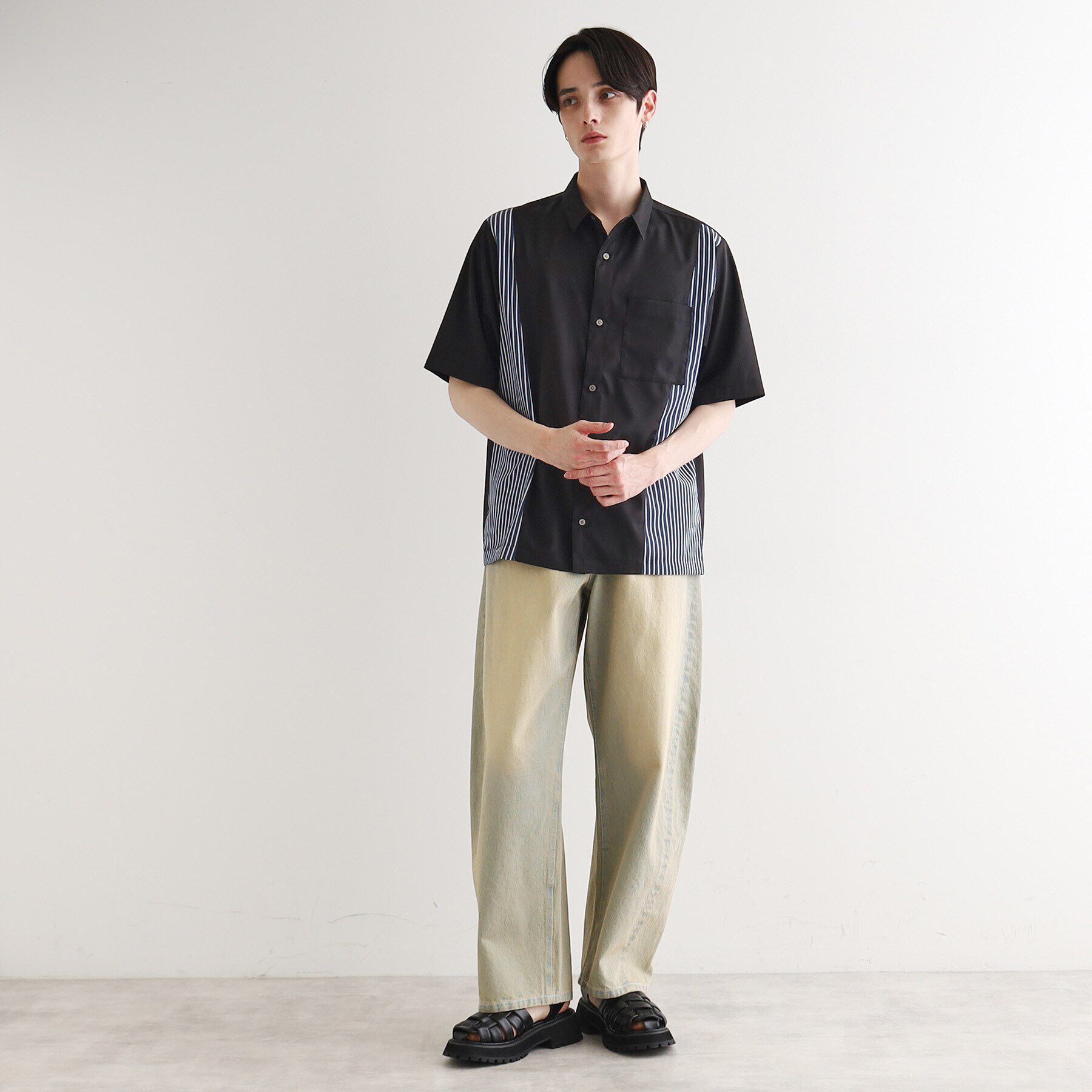 tk.TAKEO KIKUCHI「ストライプスイッチシャツ」|シャツ・ブラウス|