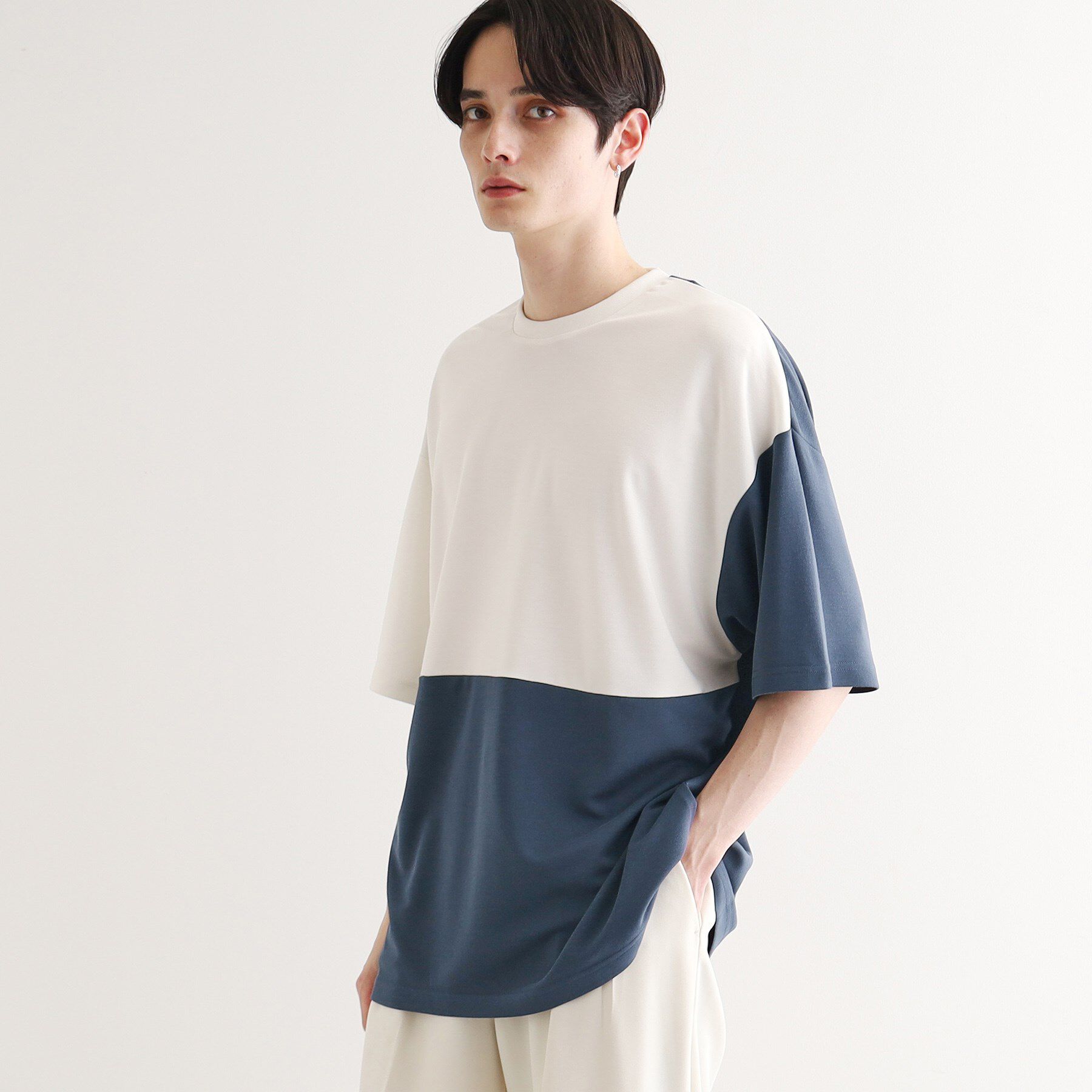 tk.TAKEO KIKUCHI「【UV／接触冷感】切替アソートTシャツ」|Tシャツ・カットソー|ネイビー(594)