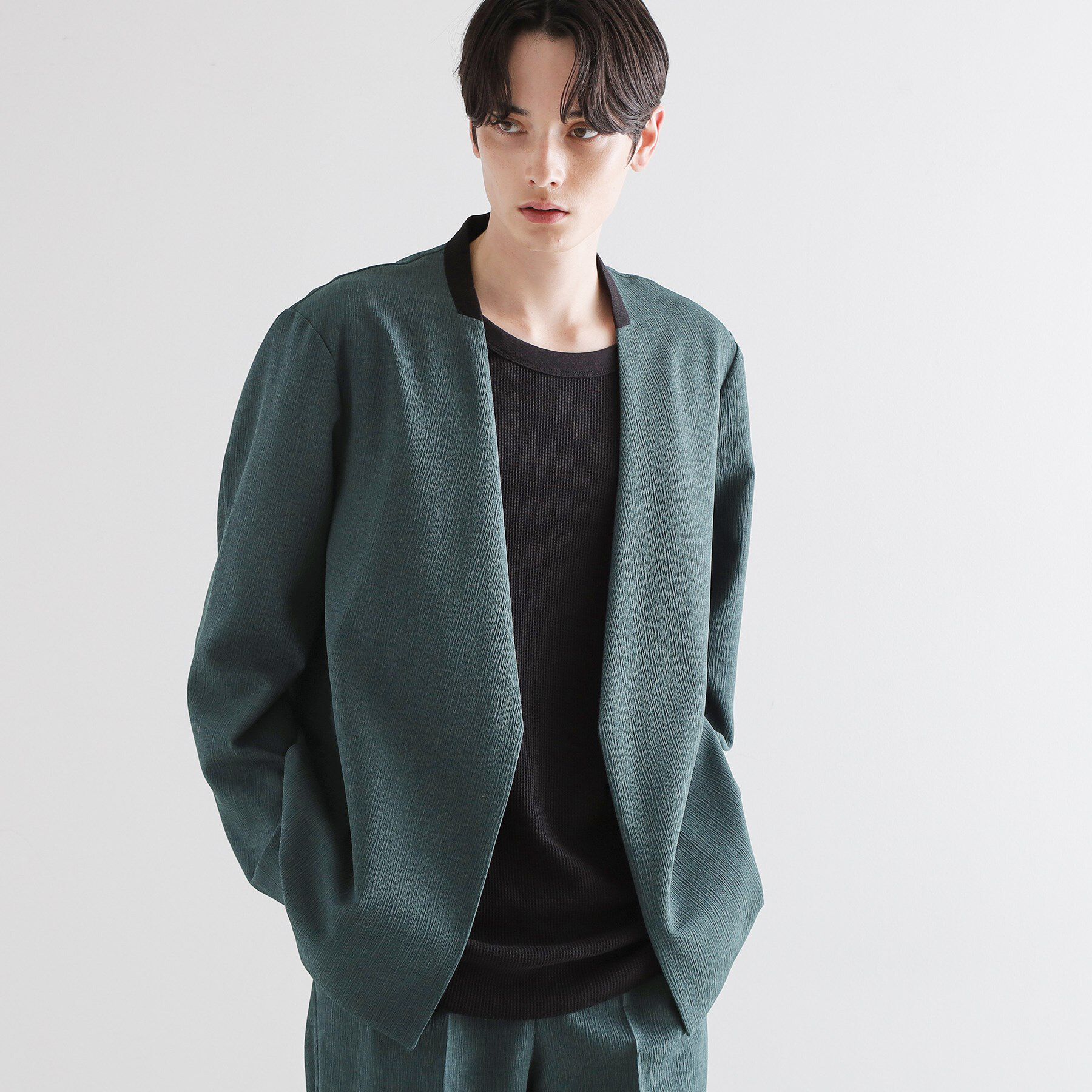 tk.TAKEO KIKUCHI「【セットアップ対応】テッククレープノーカラージャケット」|ノーカラージャケット|