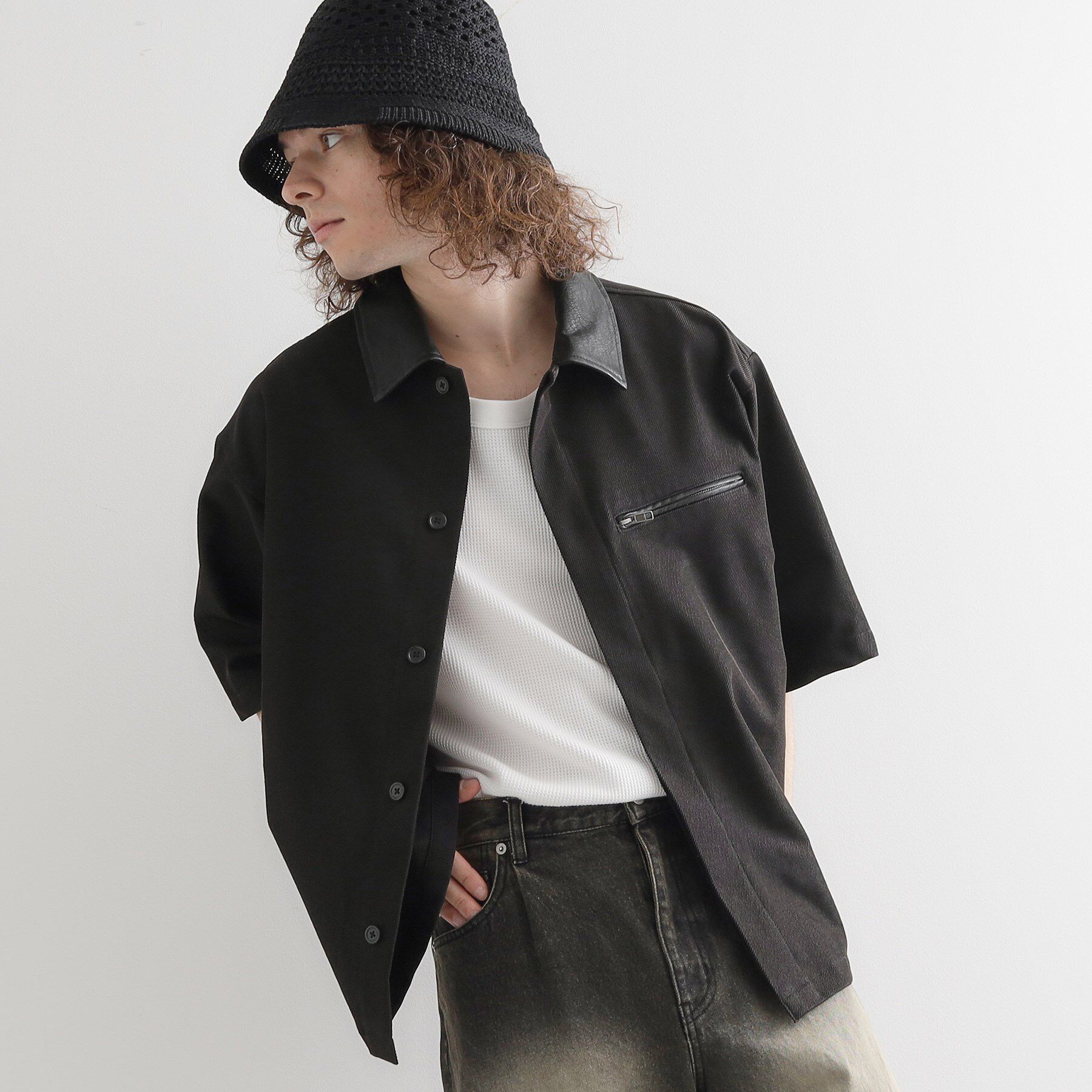 tk.TAKEO KIKUCHI「衿配色ワーカーシャツアウター」|シャツ・ブラウス|