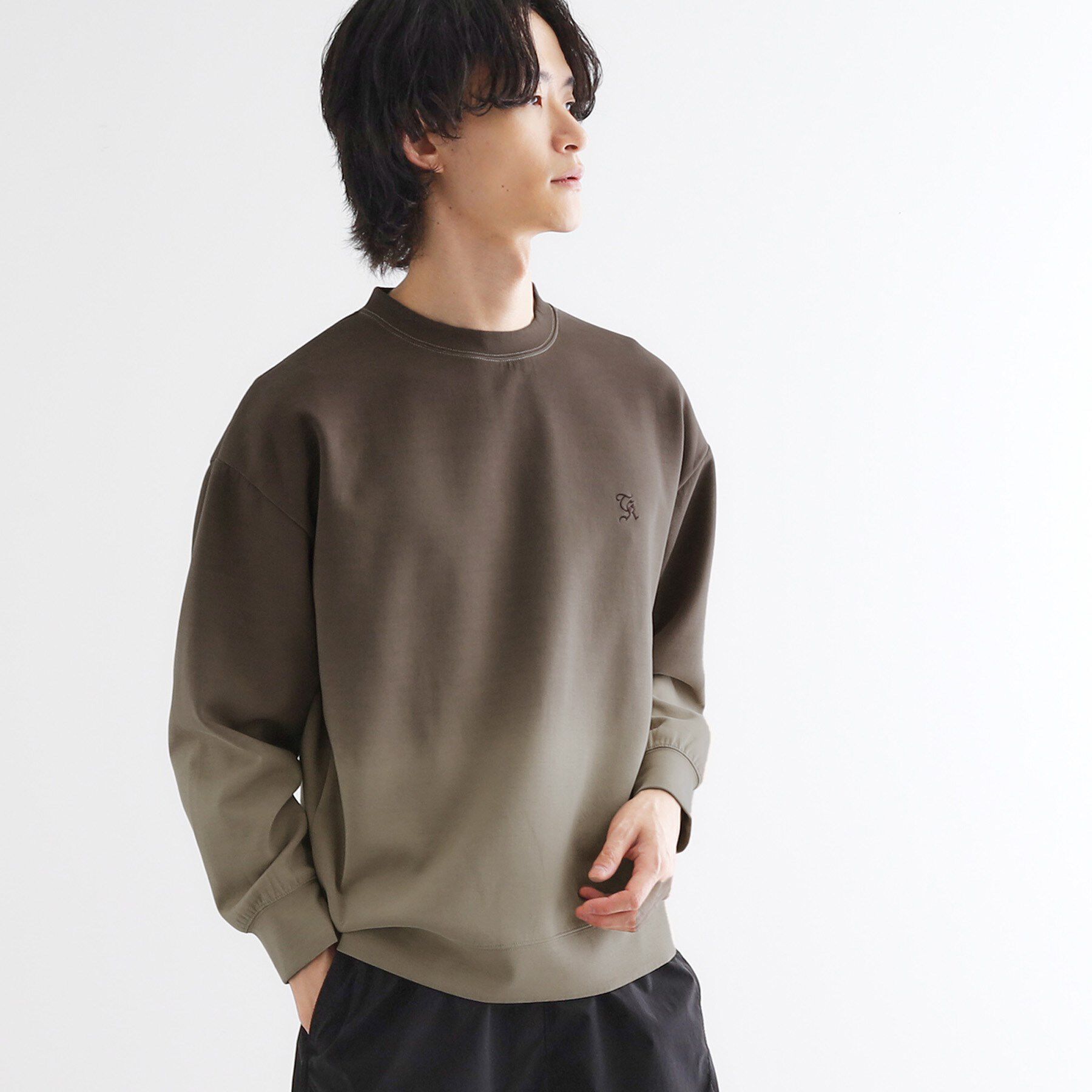 tk.TAKEO KIKUCHI「グラデーションダイ・ダンボールスウェット」|パーカー|ブラウン(044)