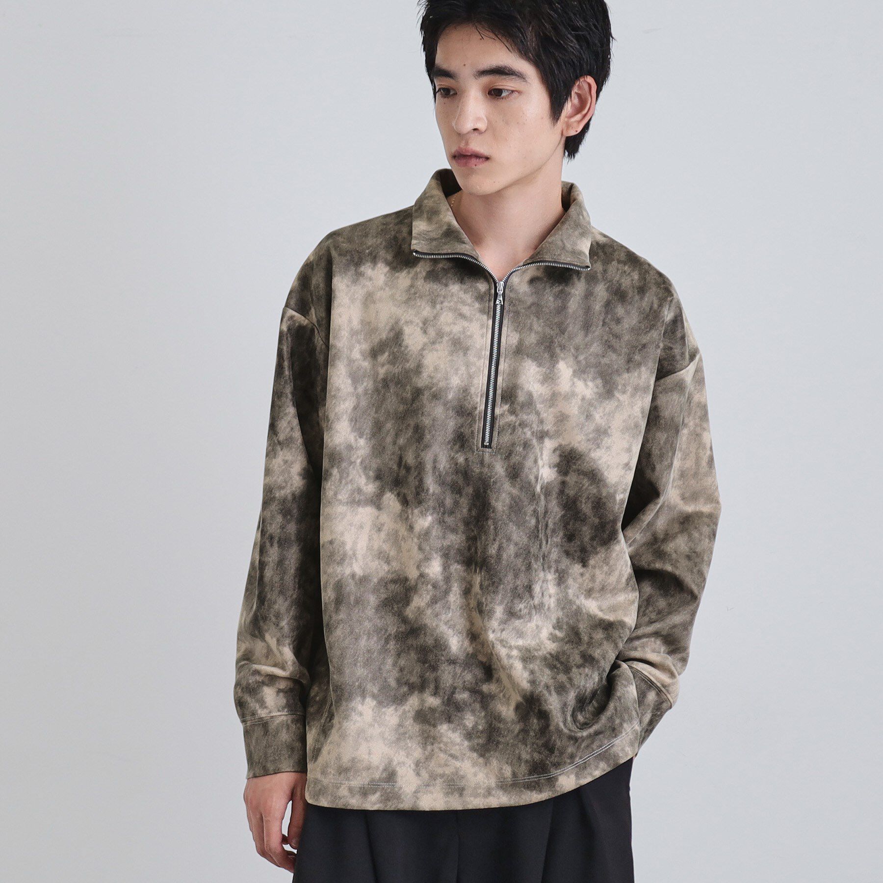 tk.TAKEO KIKUCHI「ヴィンテージライクプリント ハーフジッププルオーバー」|Tシャツ・カットソー|