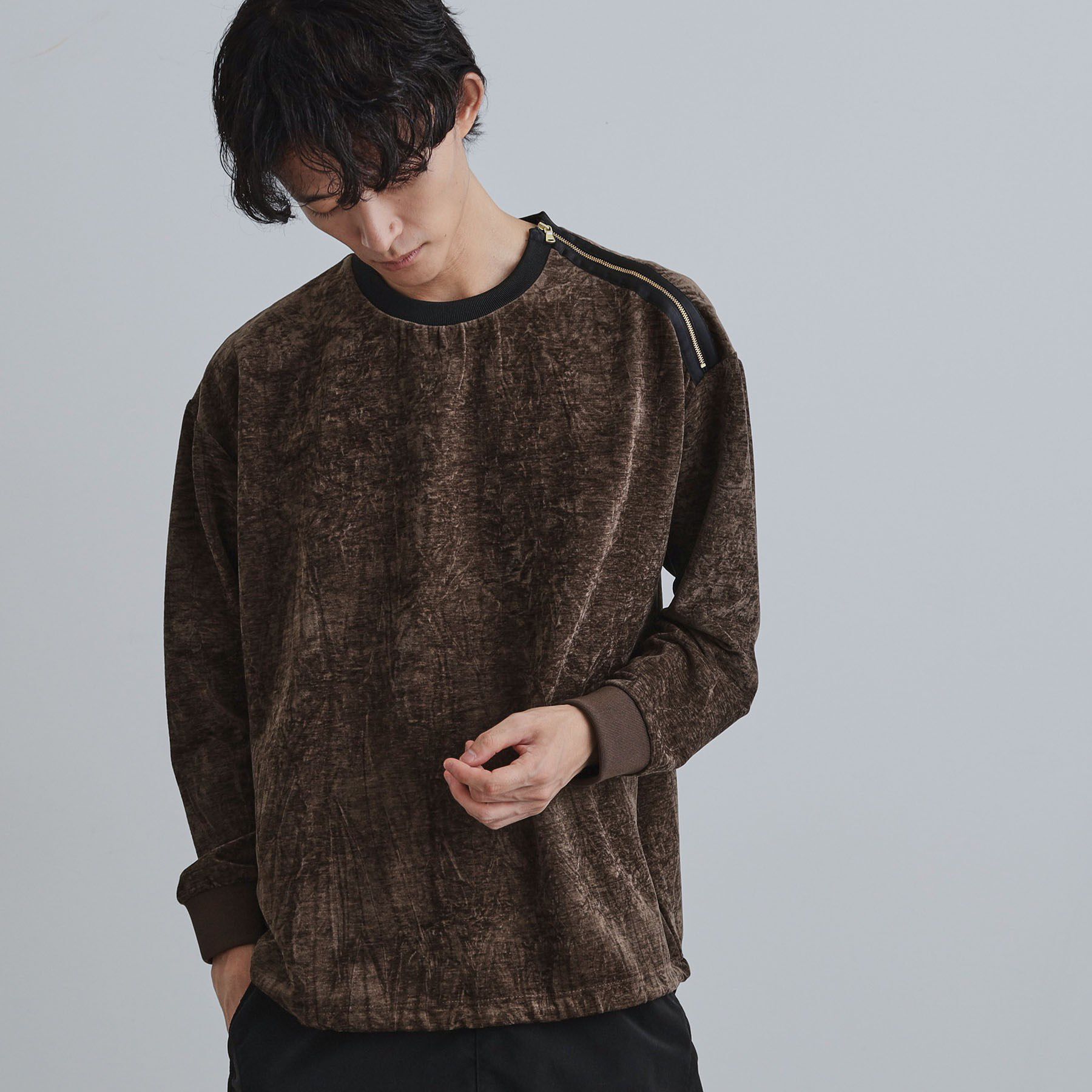 tk.TAKEO KIKUCHI「クラッシュベロアカットソー」|Tシャツ・カットソー|ブラウン(044)