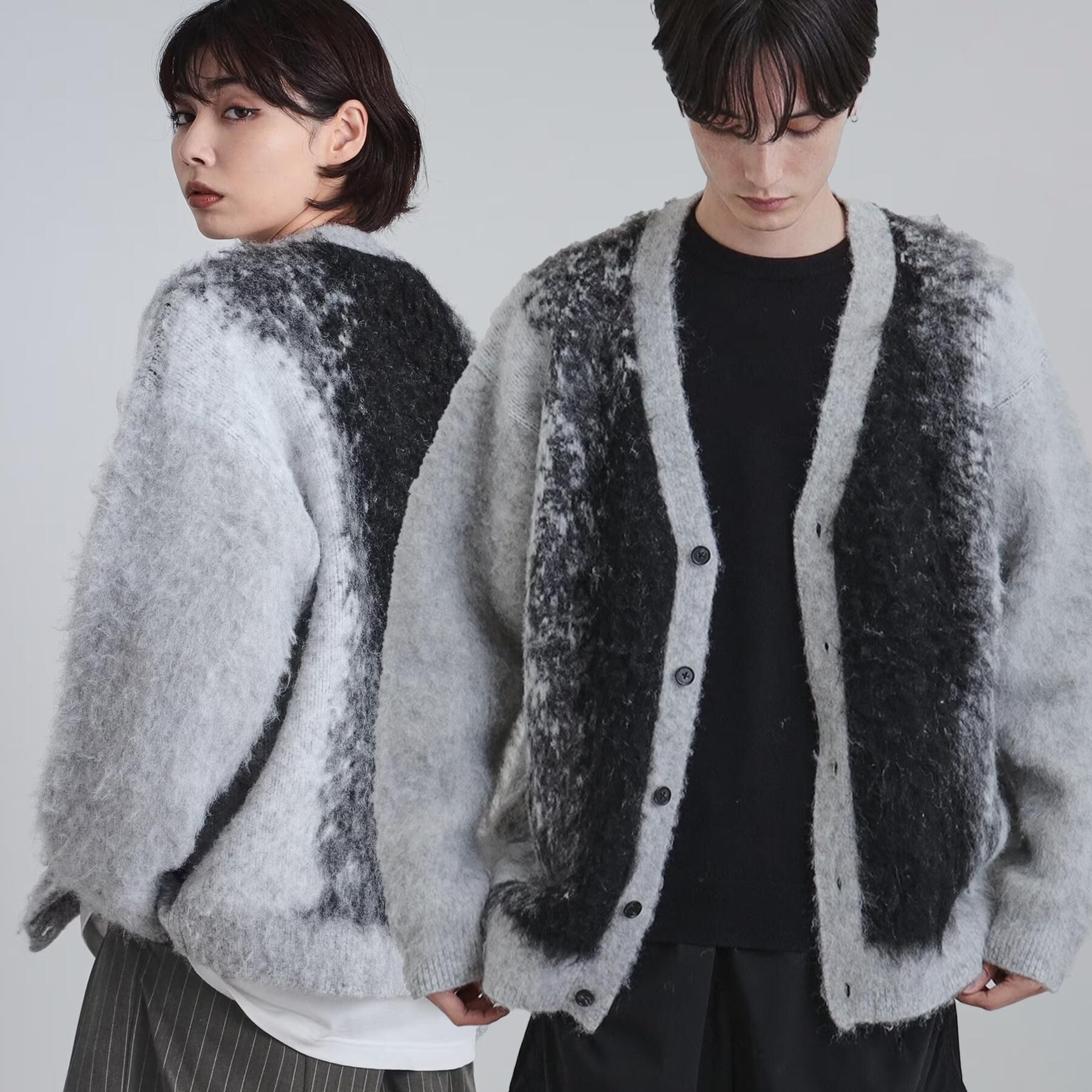 tk.TAKEO KIKUCHI「ボールドストライプシャギーニットVカーディガン」|カーディガン|ライトグレー(011