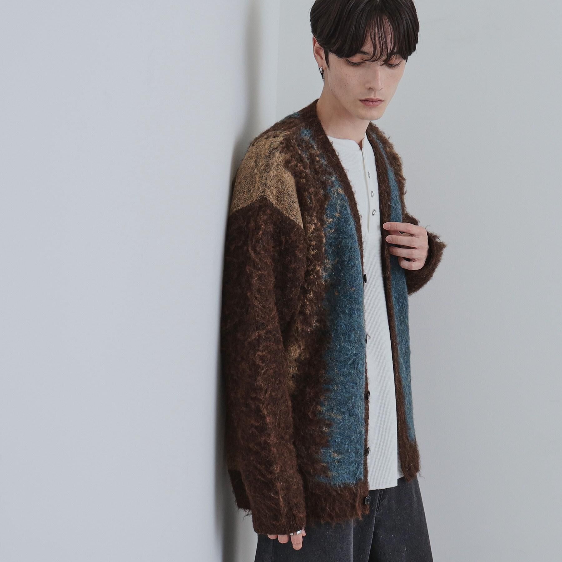 tk.TAKEO KIKUCHI「ボールドストライプシャギーニットVカーディガン」|カーディガン|