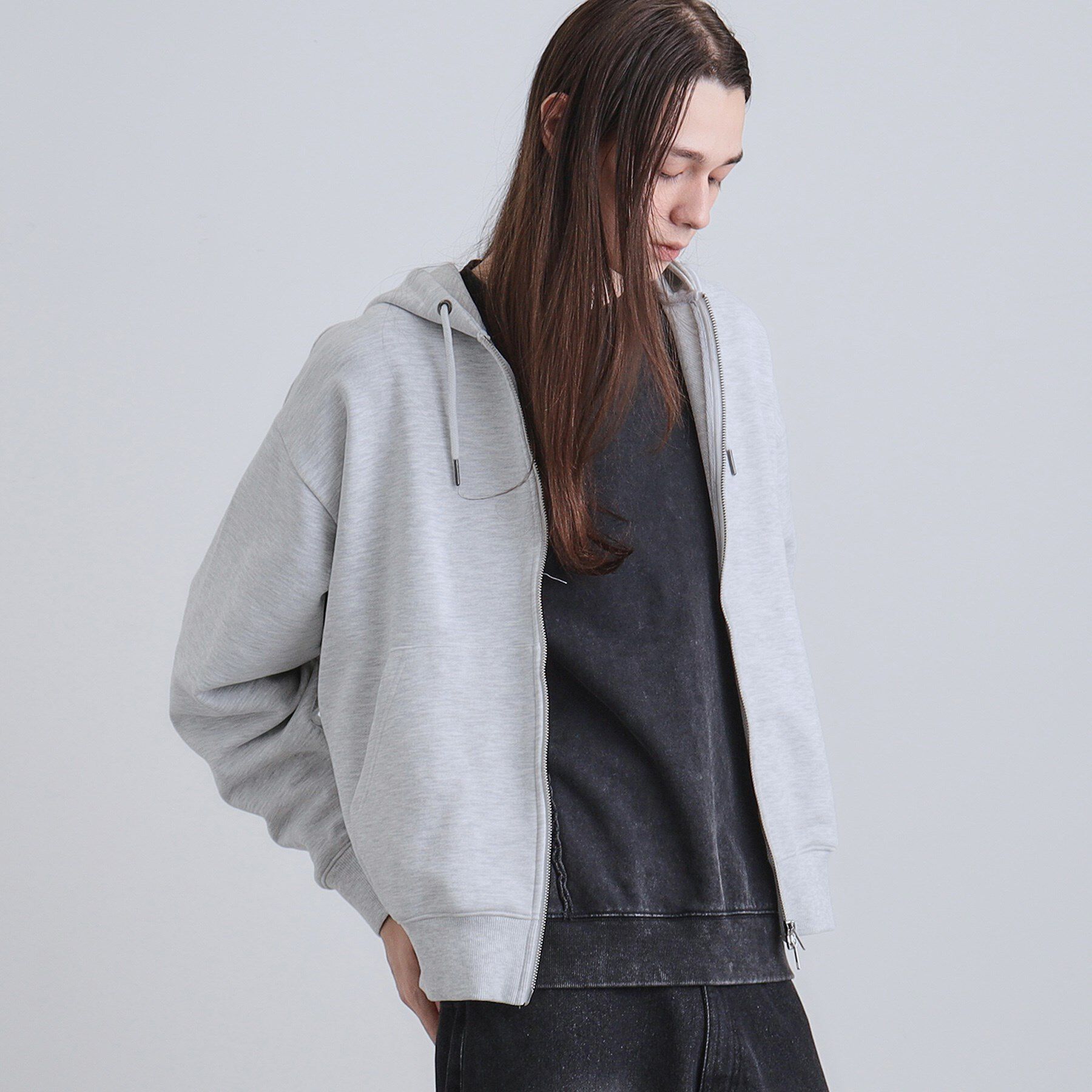 tk.TAKEO KIKUCHI「アームシャーリングジップパーカー」|パーカー|ライトグレー(011