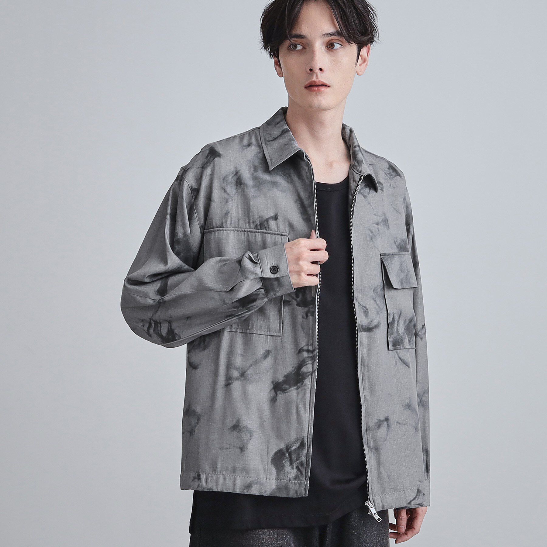 tk.TAKEO KIKUCHI「シャンブレーシャツアウター」|シャツ・ブラウス|チャコールグレー(0