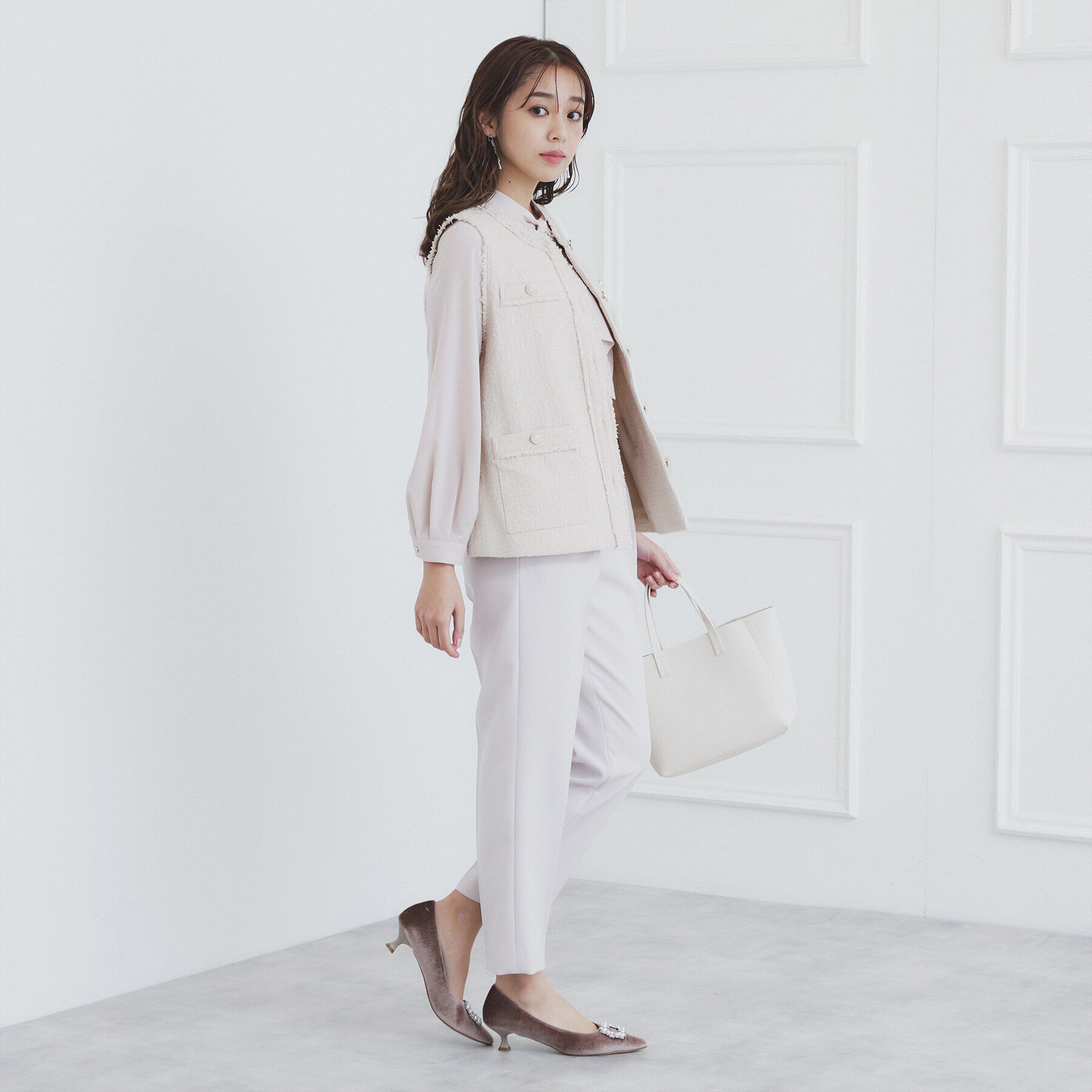 index「《美人百花掲載》ポケット付きツイードジレ/通勤・セレモニー対応【洗える】」|ベスト・ジレ|