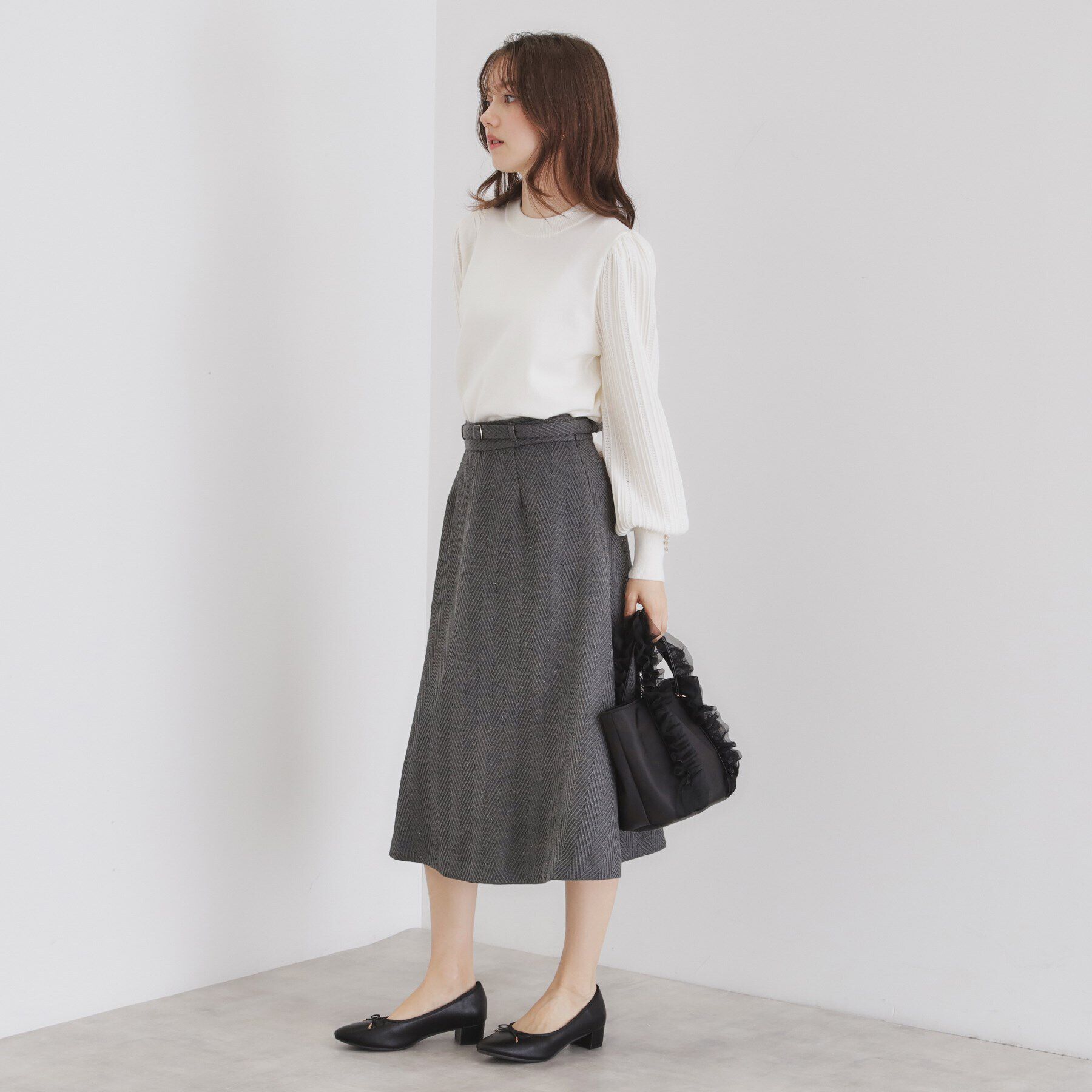 index「パターンスリーブハイネックニット【洗濯機洗い可】」|ニット・セーター|