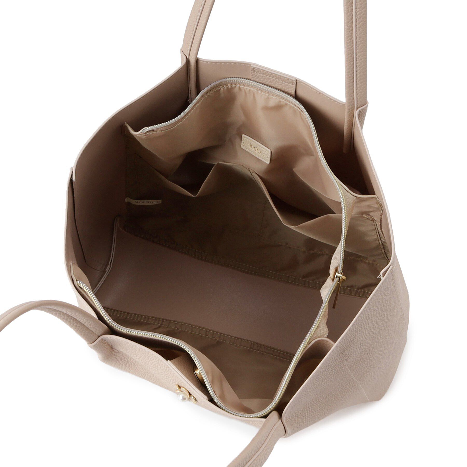 index「【A4サイズ収納可】フラワーパーツ合皮トートバッグ」|トートバッグ|