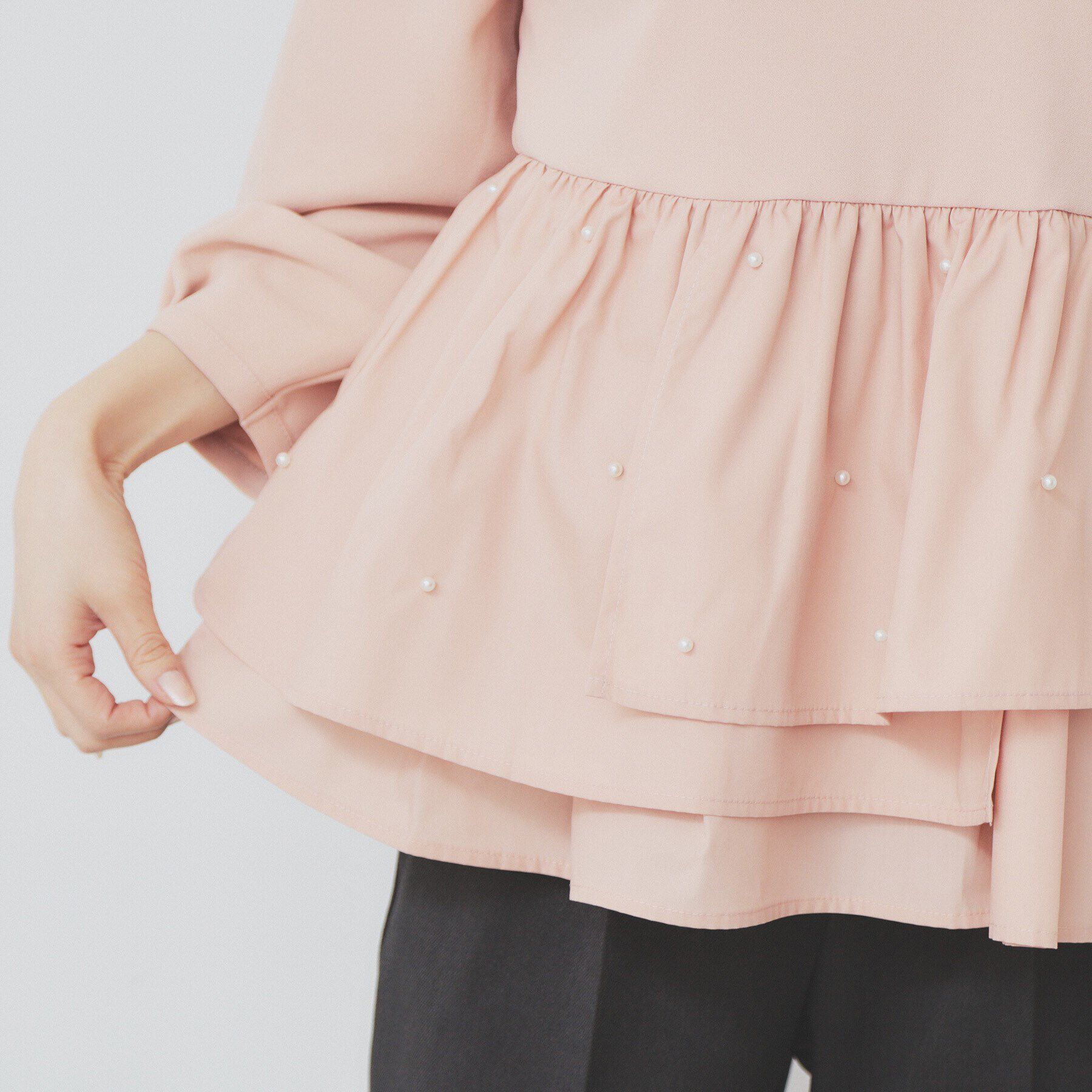 index「カットジョーゼットドッキングペプラムトップス【洗濯機可】」|Tシャツ・カットソー|